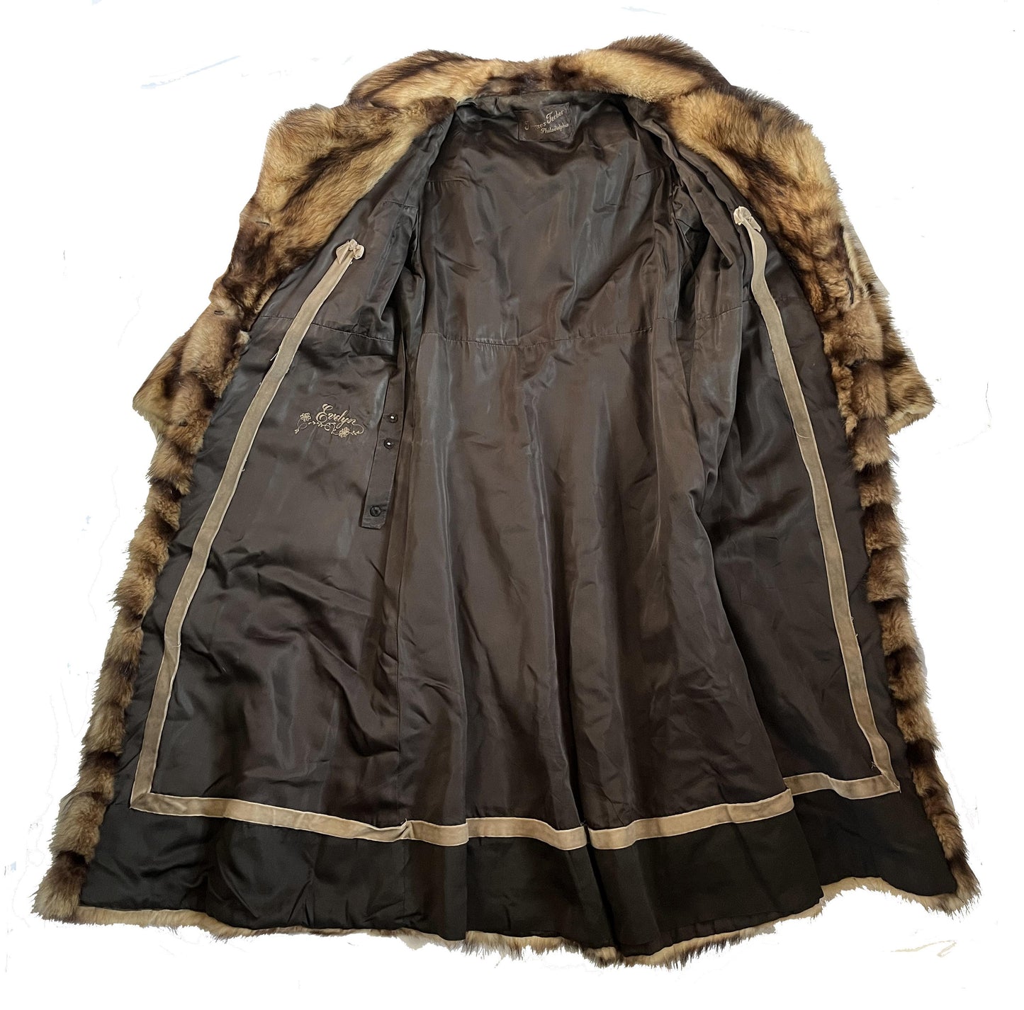 FITCH Fur Coat, Golden Brown Real Vintage Full Length Jacket, German Sable, Great Gatsby Party Gift, Small XS