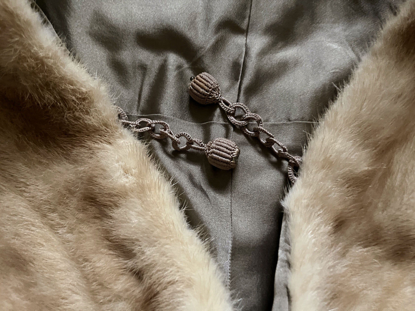 Beige Mink Fur Stole with Clasp
