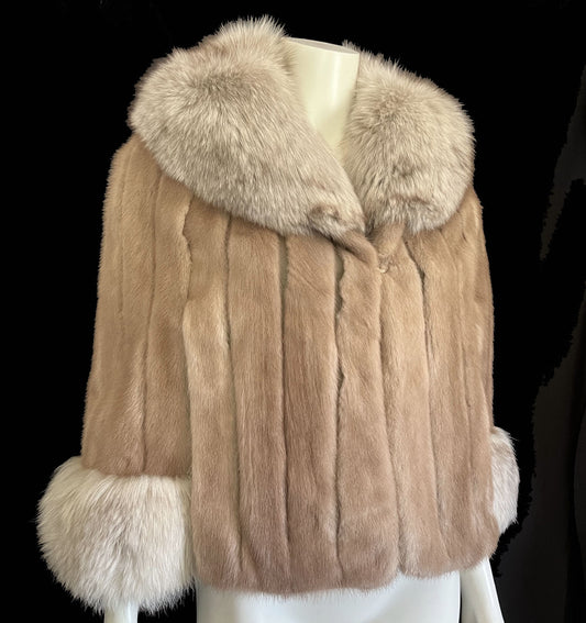 EMBA Pastel Brown Mink & Norwegian Fox Fur Cape