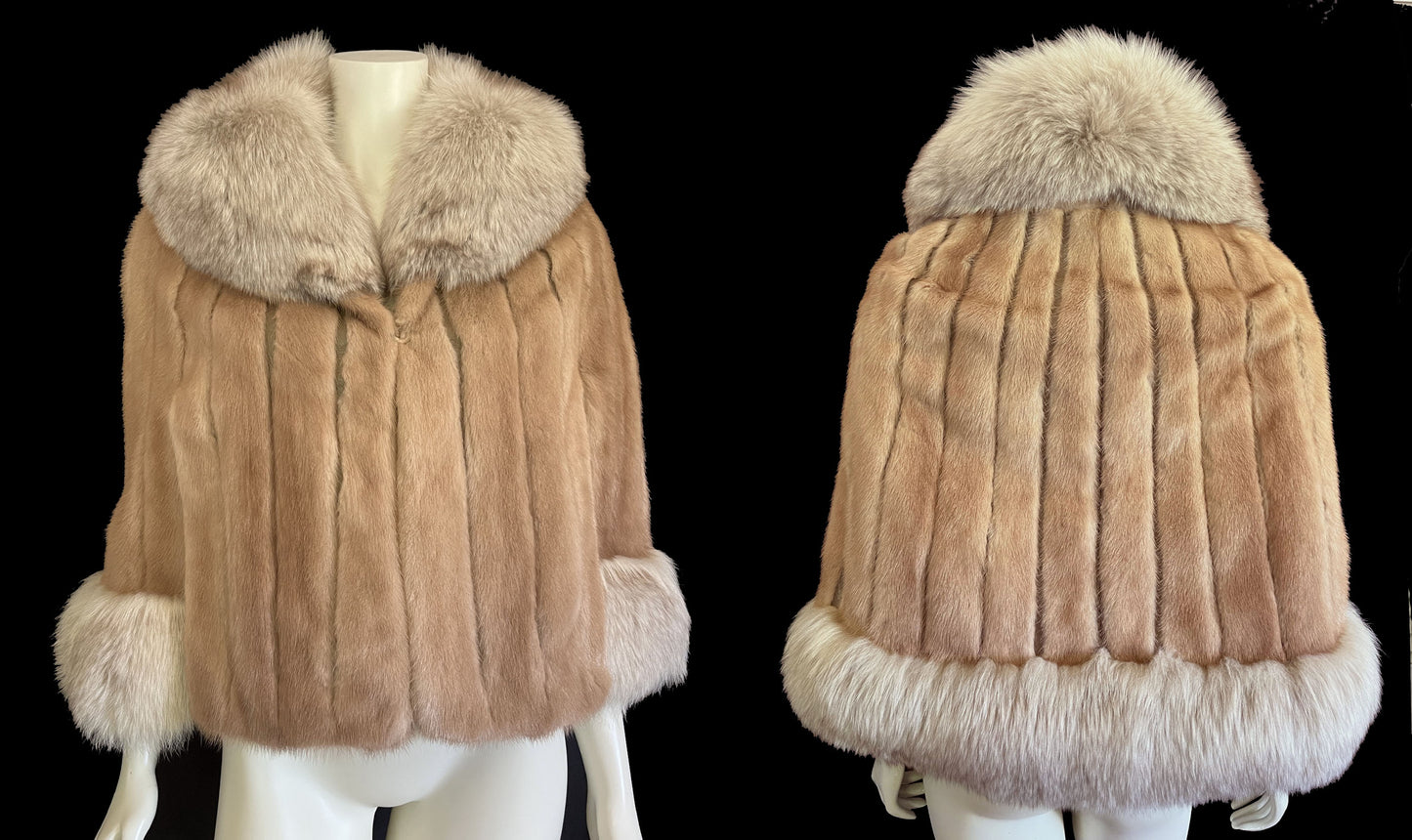 EMBA Pastel Brown Mink & Norwegian Fox Fur Cape