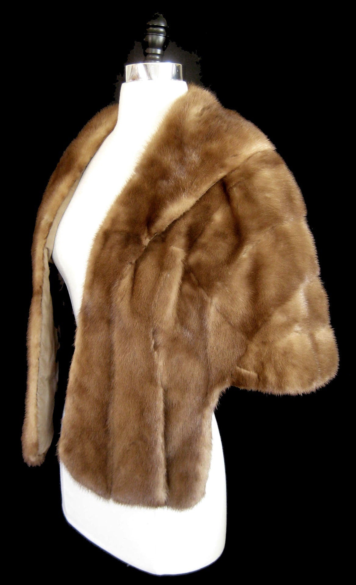 Brown MINK Fur Stole , Rustic Bolero Jacket Coat, Autumn Haze Bridal Cape, Vintage Bridesmaid Wrap, Winter Wedding Shawl Gift, Small