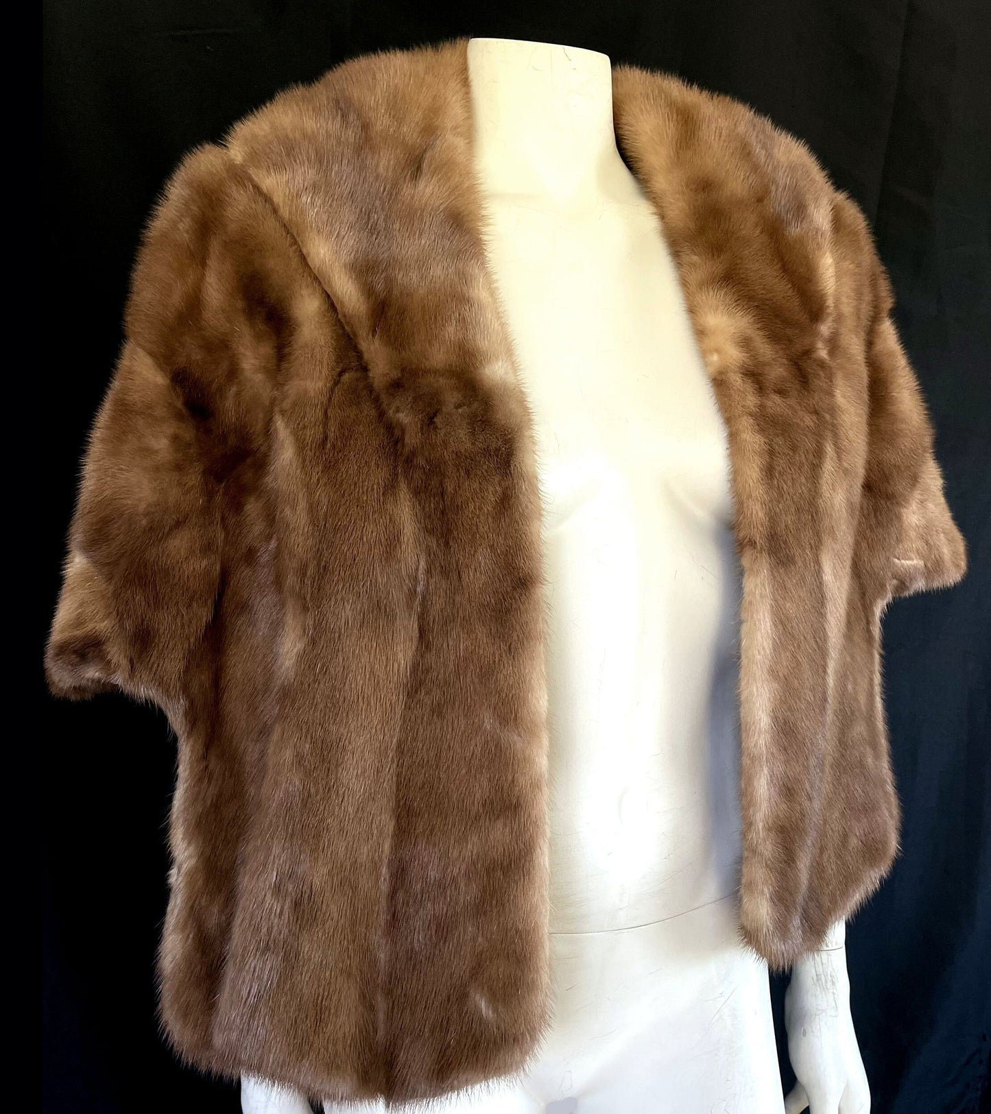 Brown MINK Fur Stole , Rustic Bolero Jacket Coat, Autumn Haze Bridal Cape, Vintage Bridesmaid Wrap, Winter Wedding Shawl Gift, Small