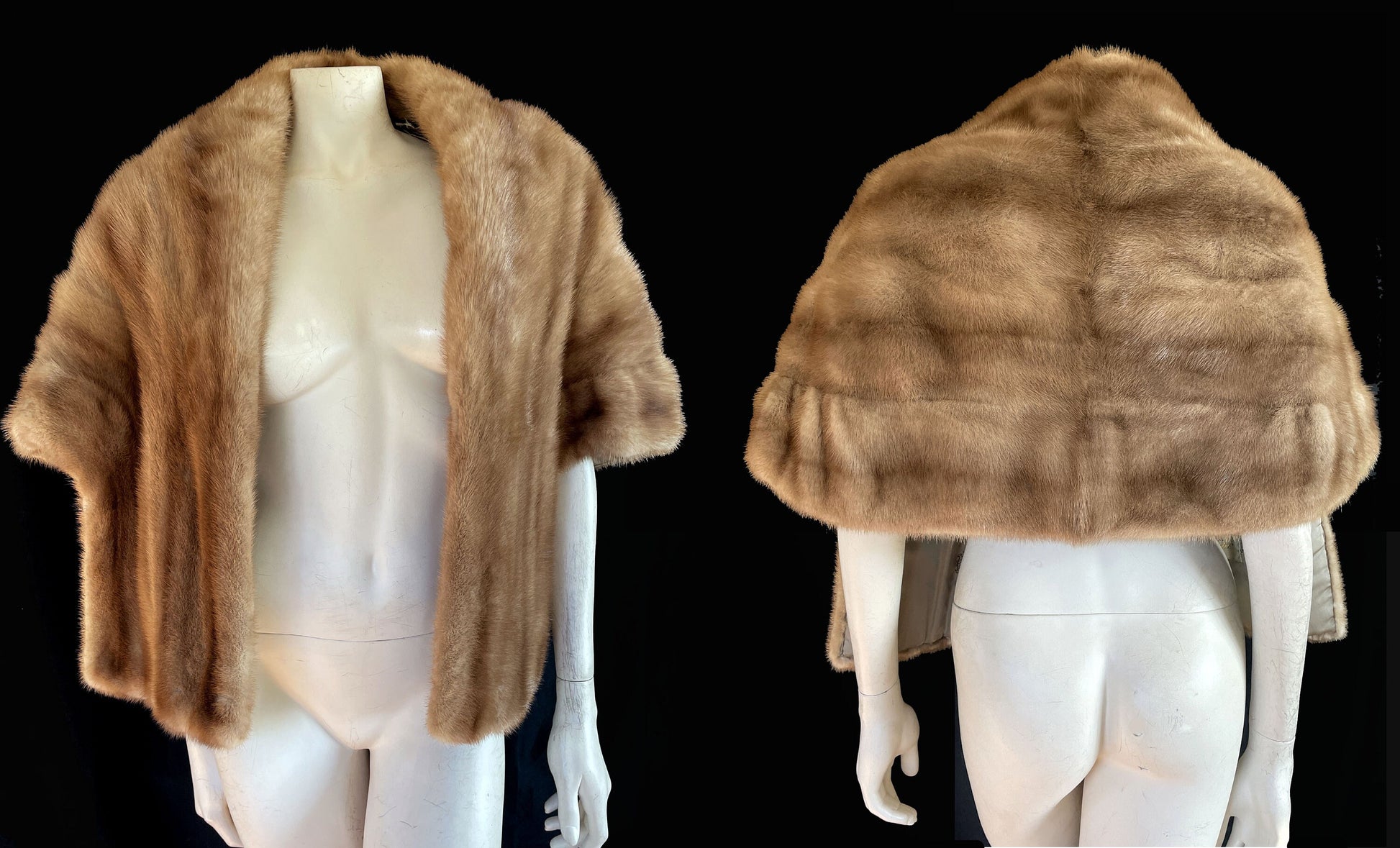 Brown MINK Fur Stole, Real Vintage Wrap, Autumn Haze Bridal Shawl, Rustic Winter Wedding Cape, Bridesmaid Gift, Mother of Bride Jacket Coat