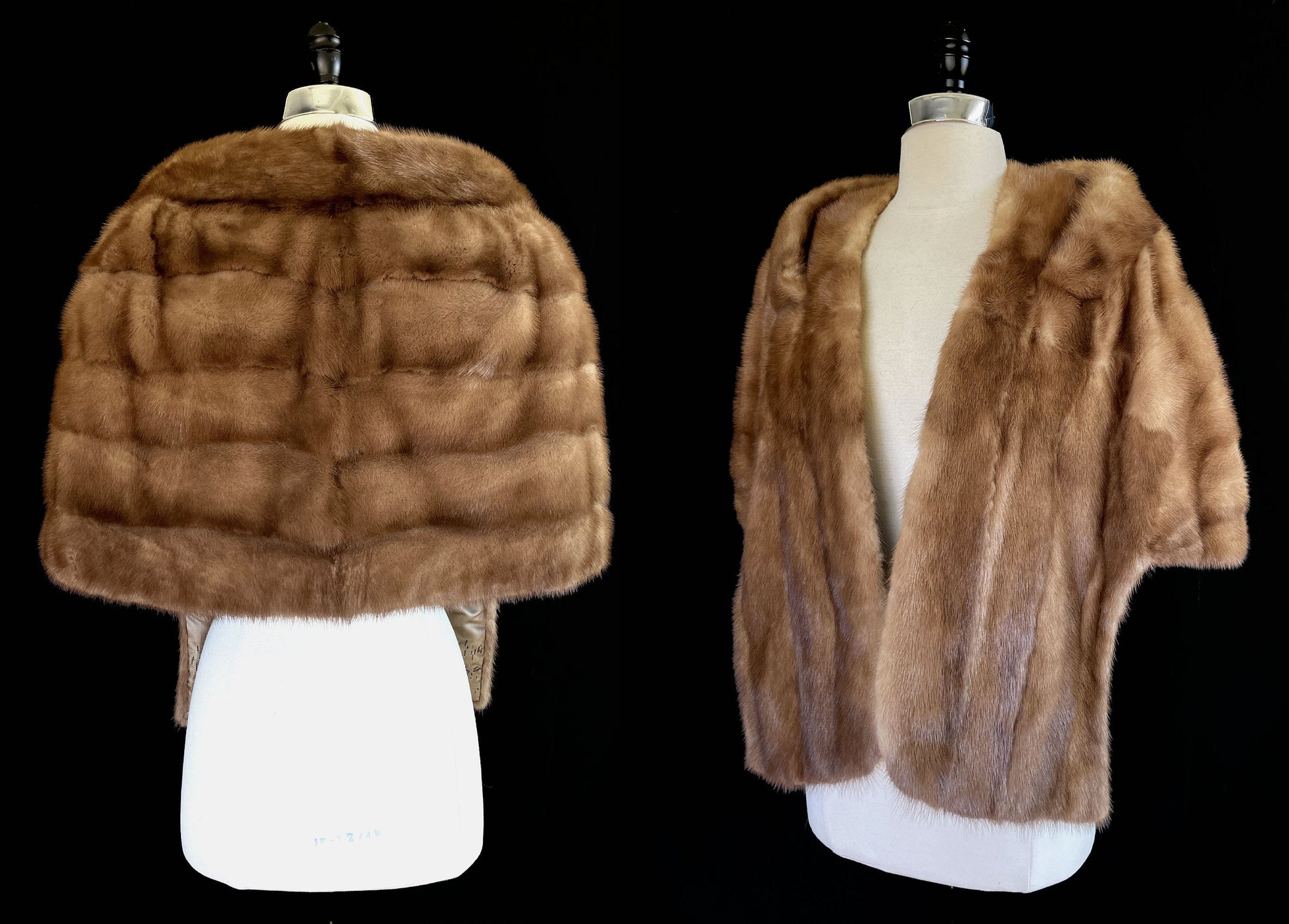 Brown MINK Fur Stole, Pastel Bridal Cape, Real Vintage Autumn Haze Bolero Jacket, Winter Wedding Bridesmaid Shawl, Mother of the Bride Gift
