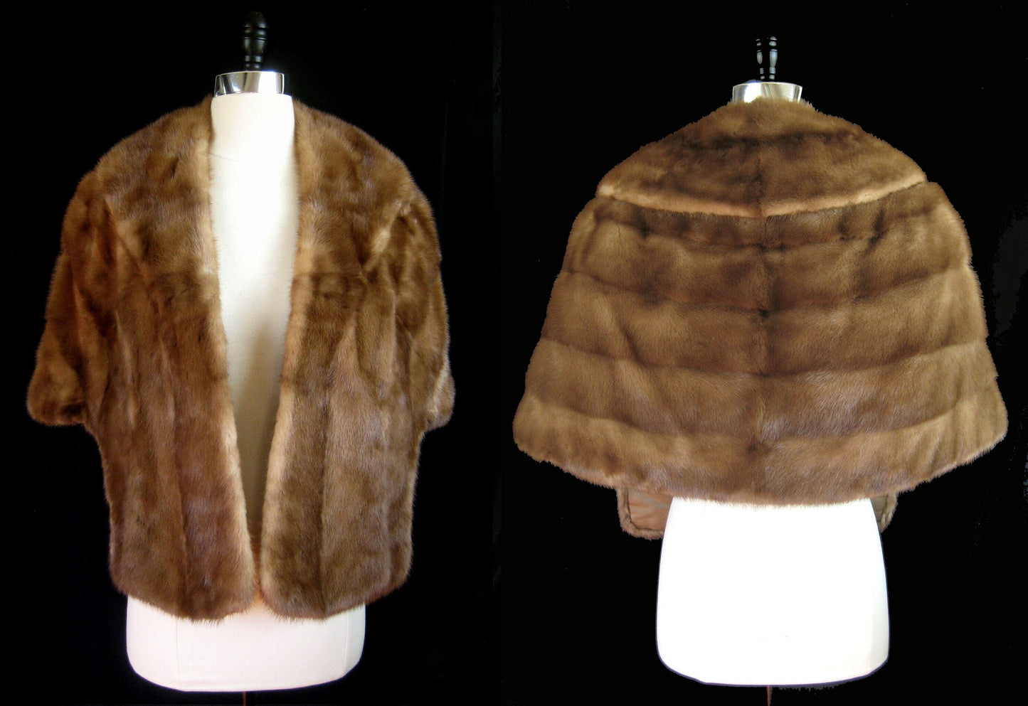 Brown MINK Fur Stole , Rustic Bolero Jacket Coat, Autumn Haze Bridal Cape, Vintage Bridesmaid Wrap, Winter Wedding Shawl Gift, Small