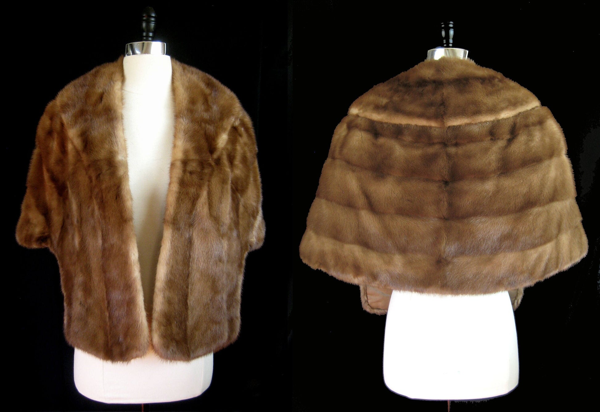 Brown MINK Fur Stole , Rustic Bolero Jacket Coat, Autumn Haze Bridal Cape, Vintage Bridesmaid Wrap, Winter Wedding Shawl Gift, Small
