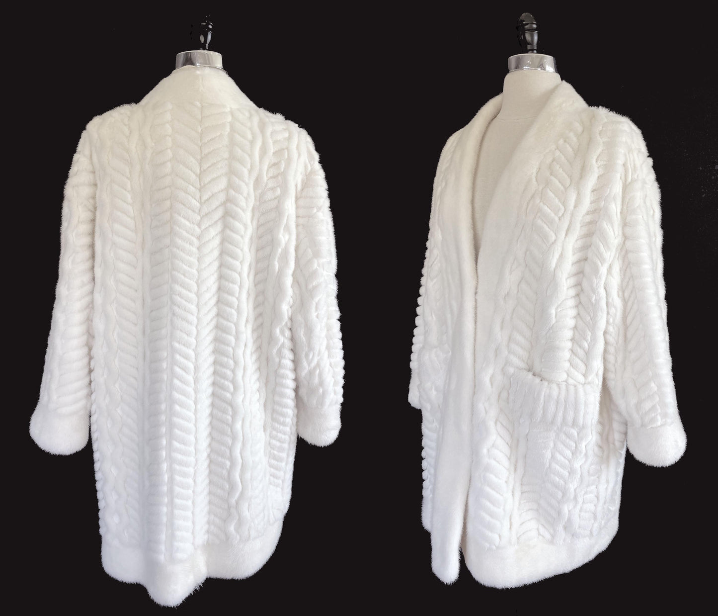 Christian Dior Ivory Cable Knit MINK Fur Coat, Wedding Bride Bolero Sweater Jacket Coat, White Stole Wrap Luxury Designer Diva Celeb Gift