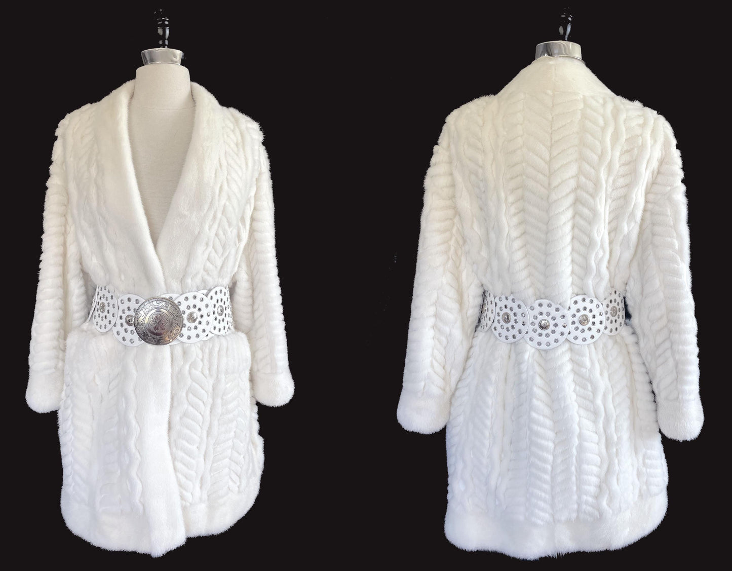 Christian Dior Ivory Cable Knit MINK Fur Coat, Wedding Bride Bolero Sweater Jacket Coat, White Stole Wrap Luxury Designer Diva Celeb Gift
