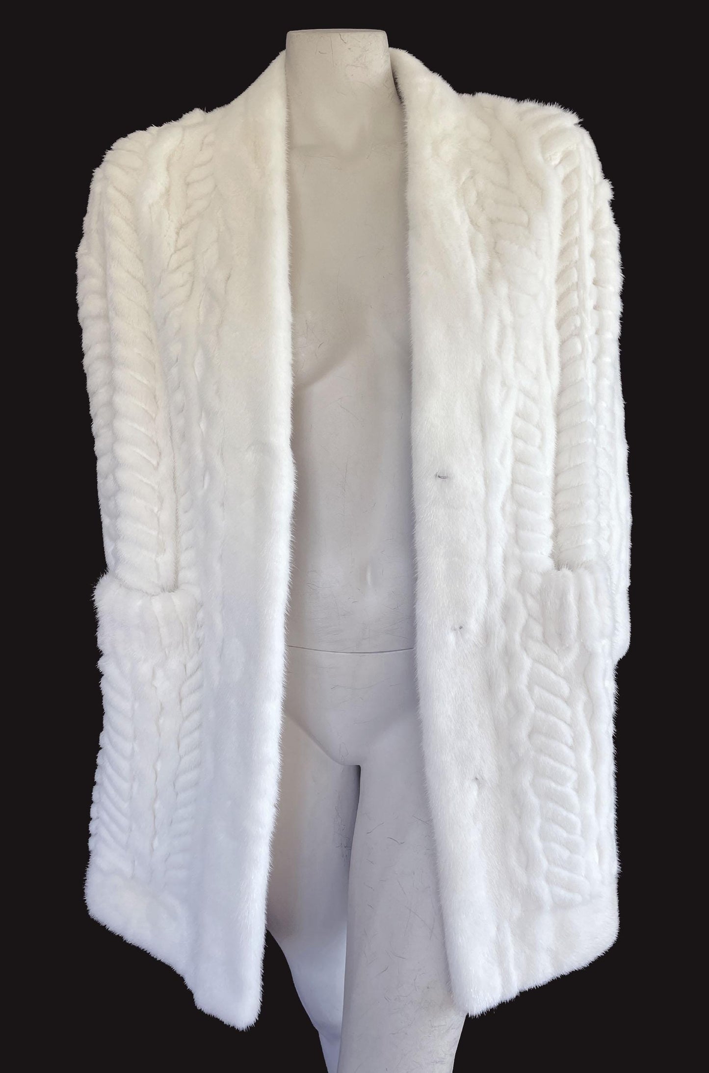 Christian Dior Ivory Cable Knit MINK Fur Coat, Wedding Bride Bolero Sweater Jacket Coat, White Stole Wrap Luxury Designer Diva Celeb Gift