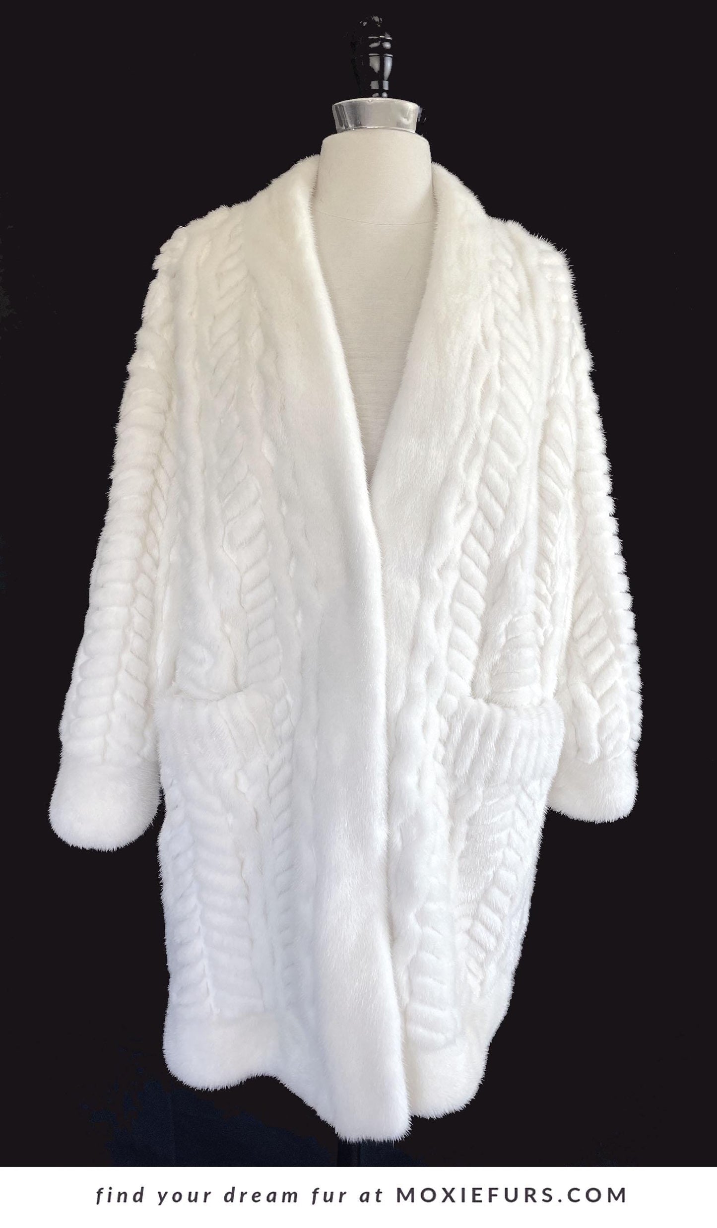 Christian Dior Ivory Cable Knit MINK Fur Coat, Wedding Bride Bolero Sweater Jacket Coat, White Stole Wrap Luxury Designer Diva Celeb Gift