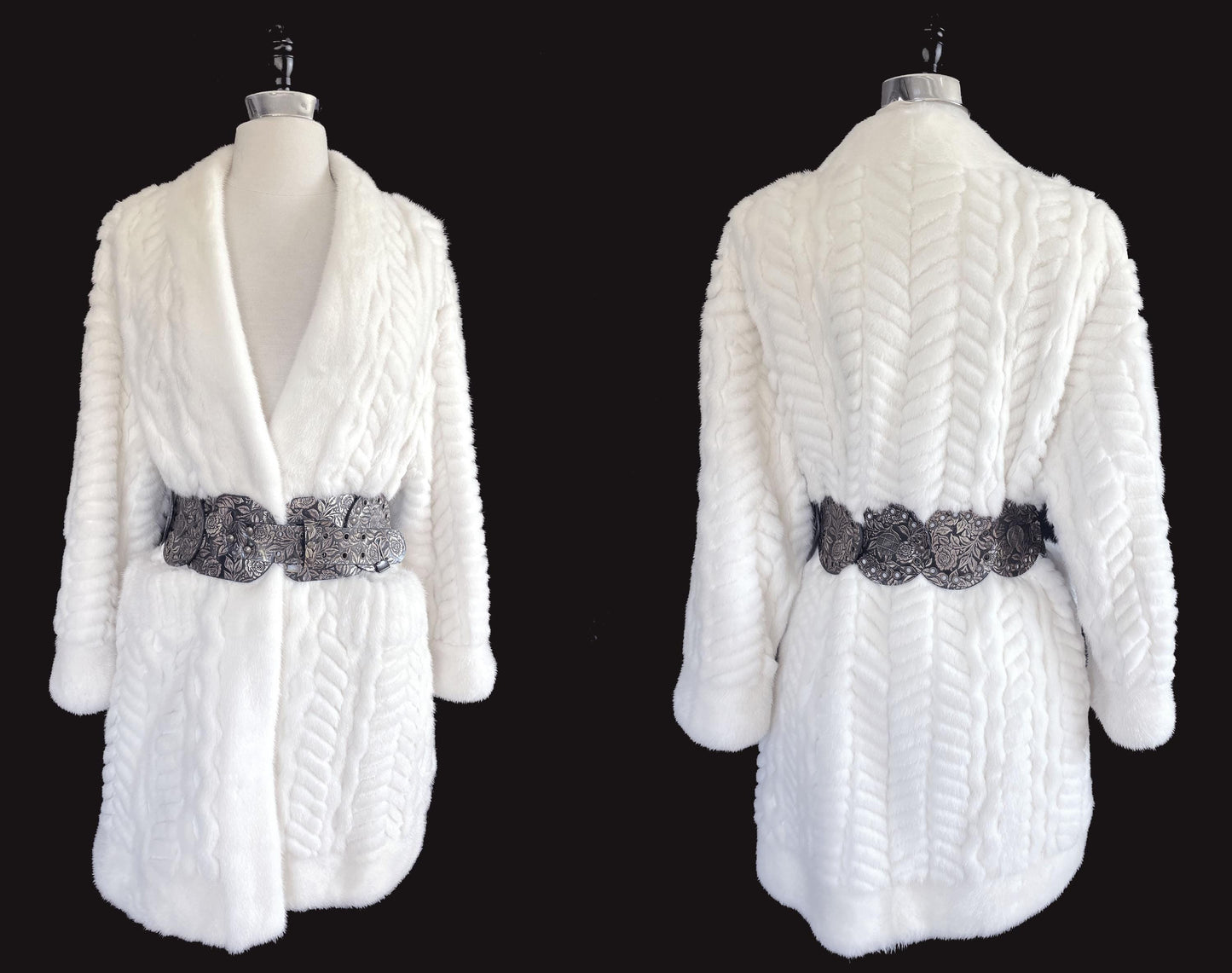 Christian Dior Ivory Cable Knit MINK Fur Coat, Wedding Bride Bolero Sweater Jacket Coat, White Stole Wrap Luxury Designer Diva Celeb Gift