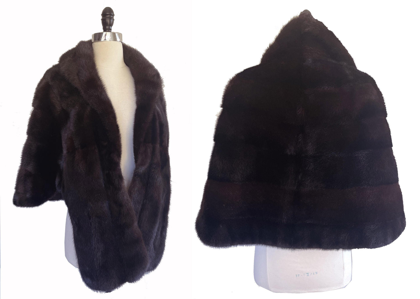 Brown MINK Fur Stole, Mahogany Vintage Shawl, Dark Ranch Bridal Jacket Coat, Winter Wedding Cape, Mother of the Bride Gift, Large XL Plus