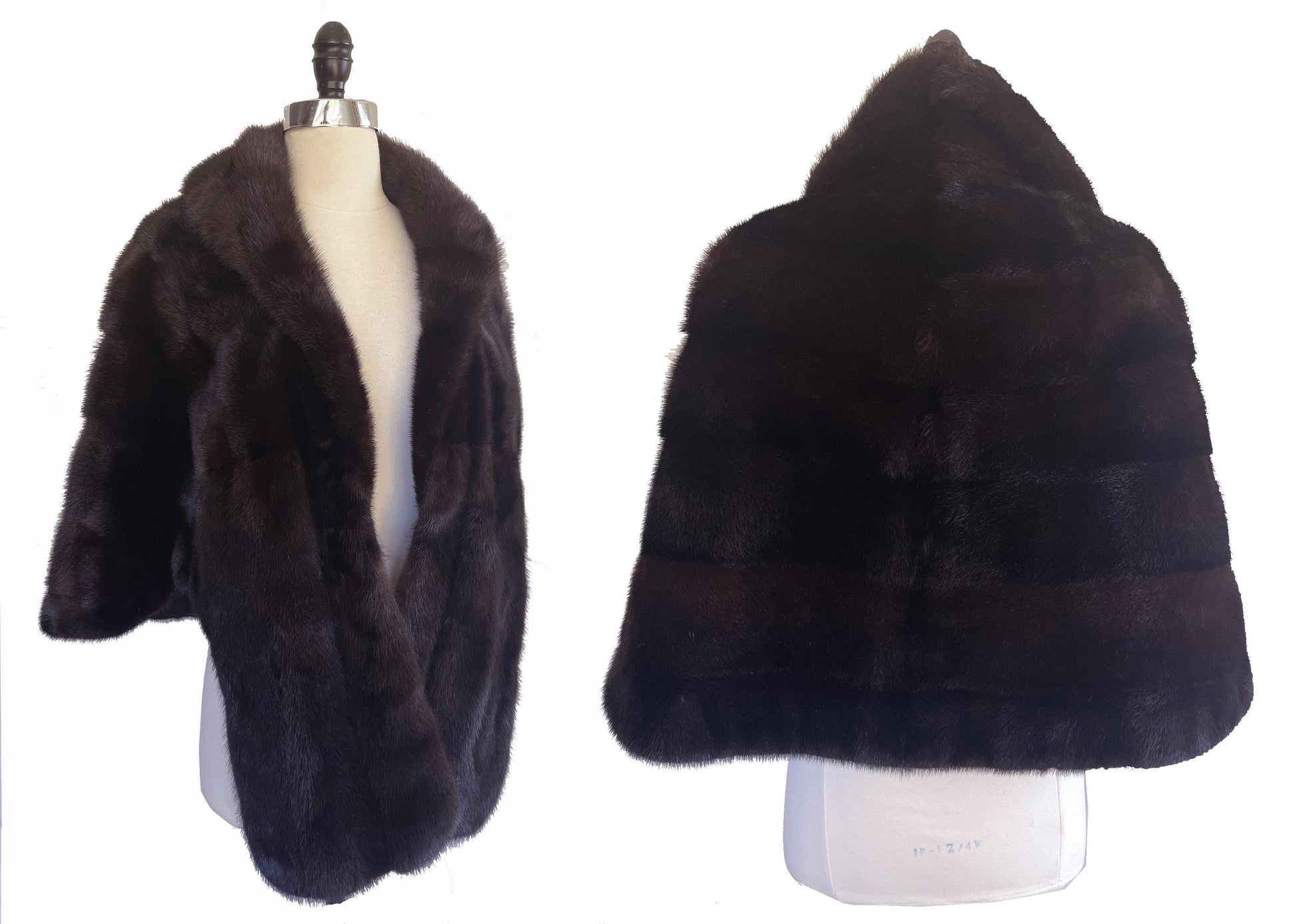 Brown MINK Fur Stole, Mahogany Vintage Shawl, Dark Ranch Bridal Jacket Coat, Winter Wedding Cape, Mother of the Bride Gift, Large XL Plus