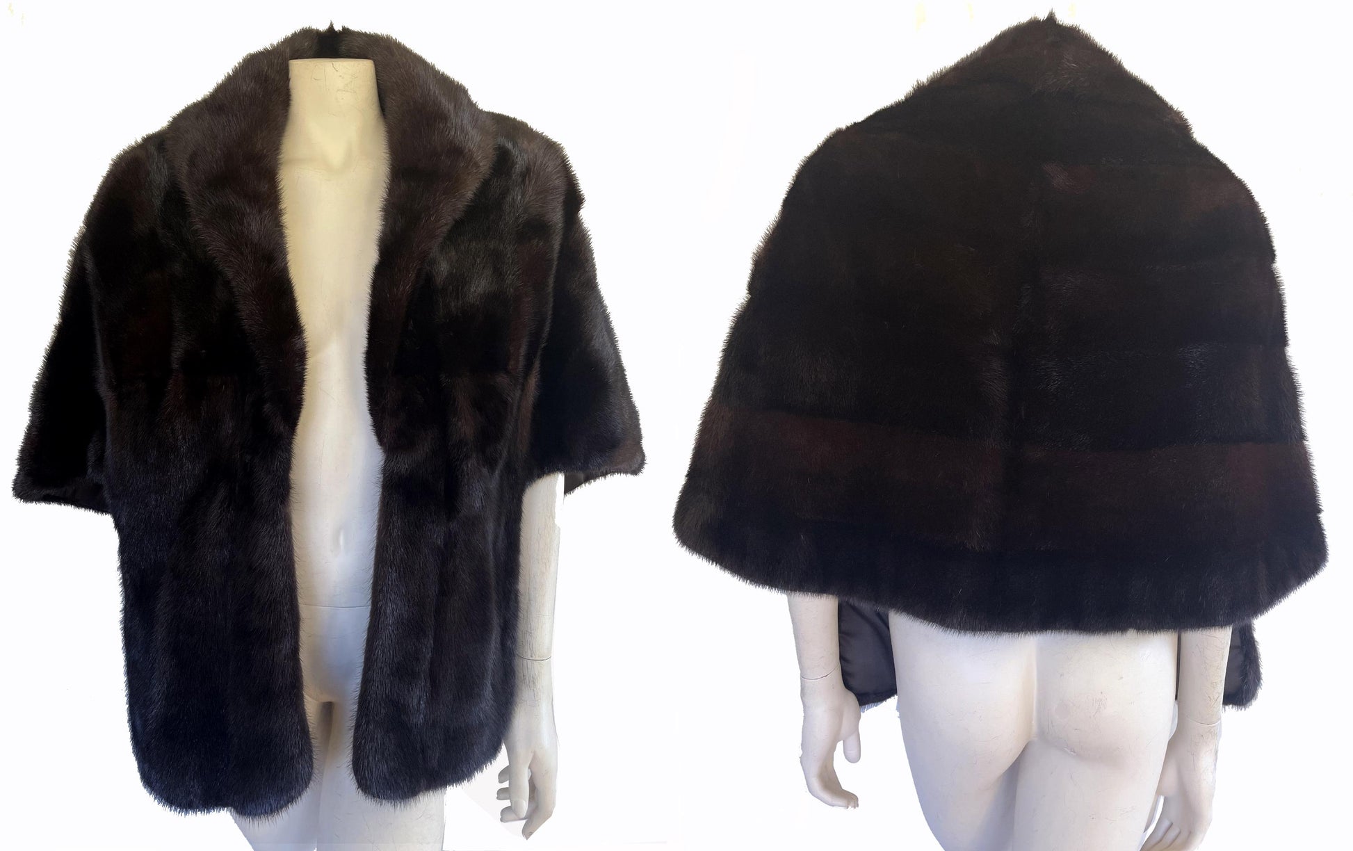 Brown MINK Fur Stole, Mahogany Vintage Shawl, Dark Ranch Bridal Jacket Coat, Winter Wedding Cape, Mother of the Bride Gift, Large XL Plus