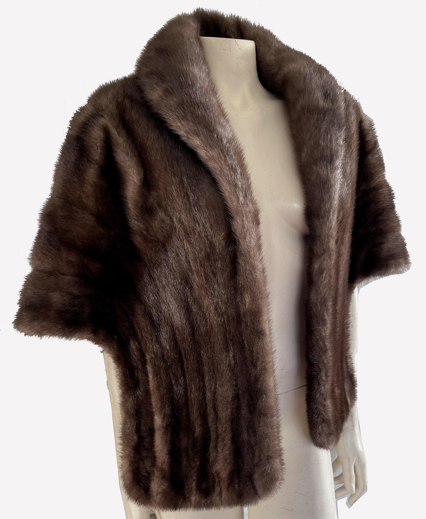 Brown Gray MINK Fur Stole, Lutetia Real Vintage Wrap, Gunmetal Bridal Bolero Jacket, Winter Wedding Shawl Gift, Mother of the Bride, Large