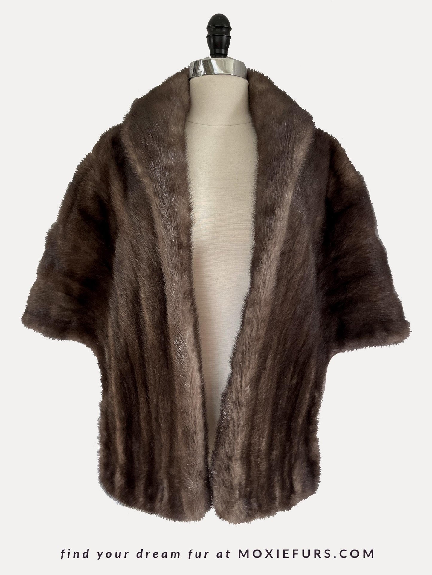Brown Gray MINK Fur Stole, Lutetia Real Vintage Wrap, Gunmetal Bridal Bolero Jacket, Winter Wedding Shawl Gift, Mother of the Bride, Large