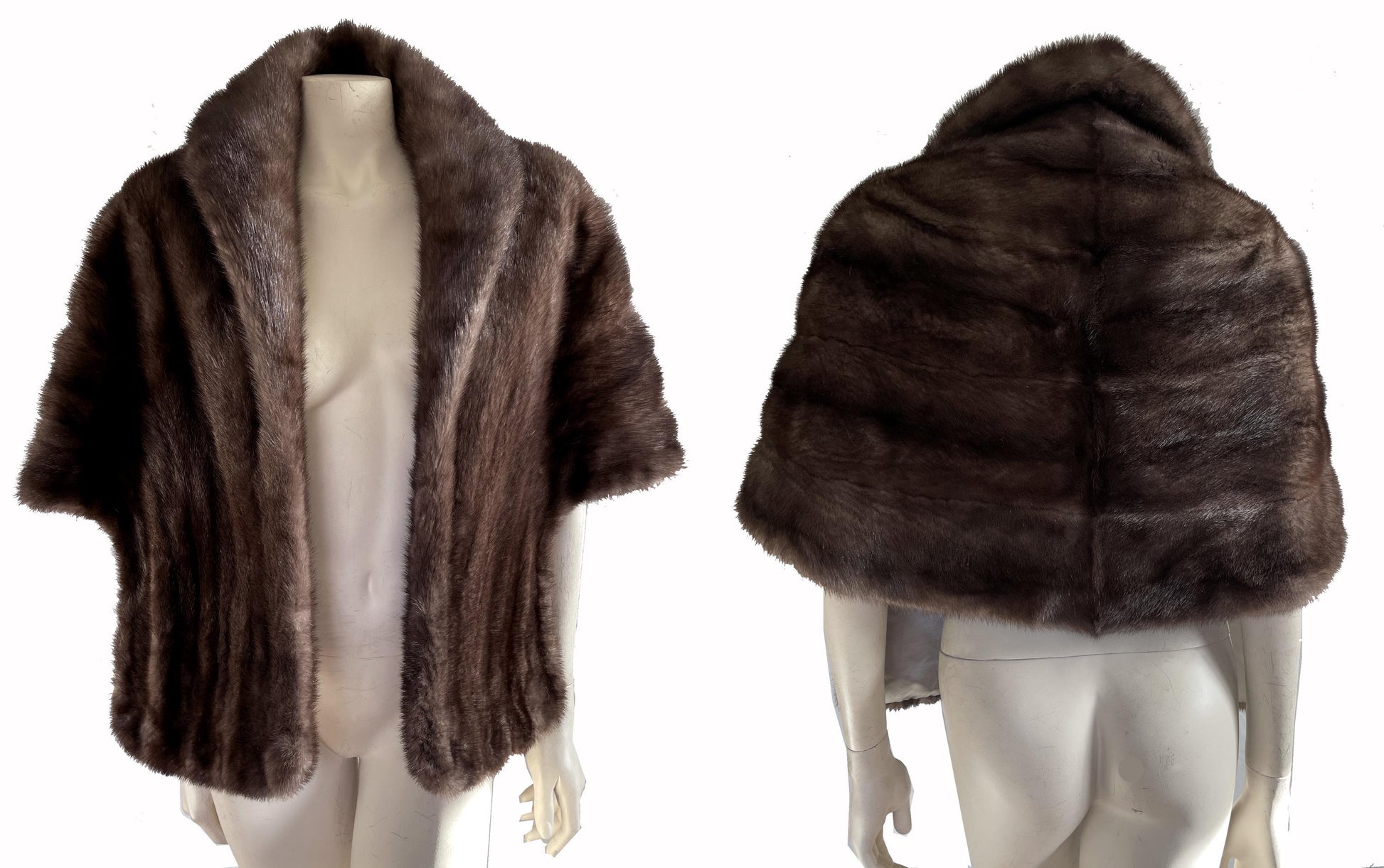 Brown Gray MINK Fur Stole, Lutetia Real Vintage Wrap, Gunmetal Bridal Bolero Jacket, Winter Wedding Shawl Gift, Mother of the Bride, Large