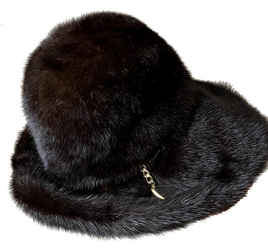 Mahogany MINK Fur Hat, Women's Ranch Vintage Fedora, Dark Brown Hat for Vintage Fox Coat, Great Gatsby Party, Diva '70s '80s Gift, Small