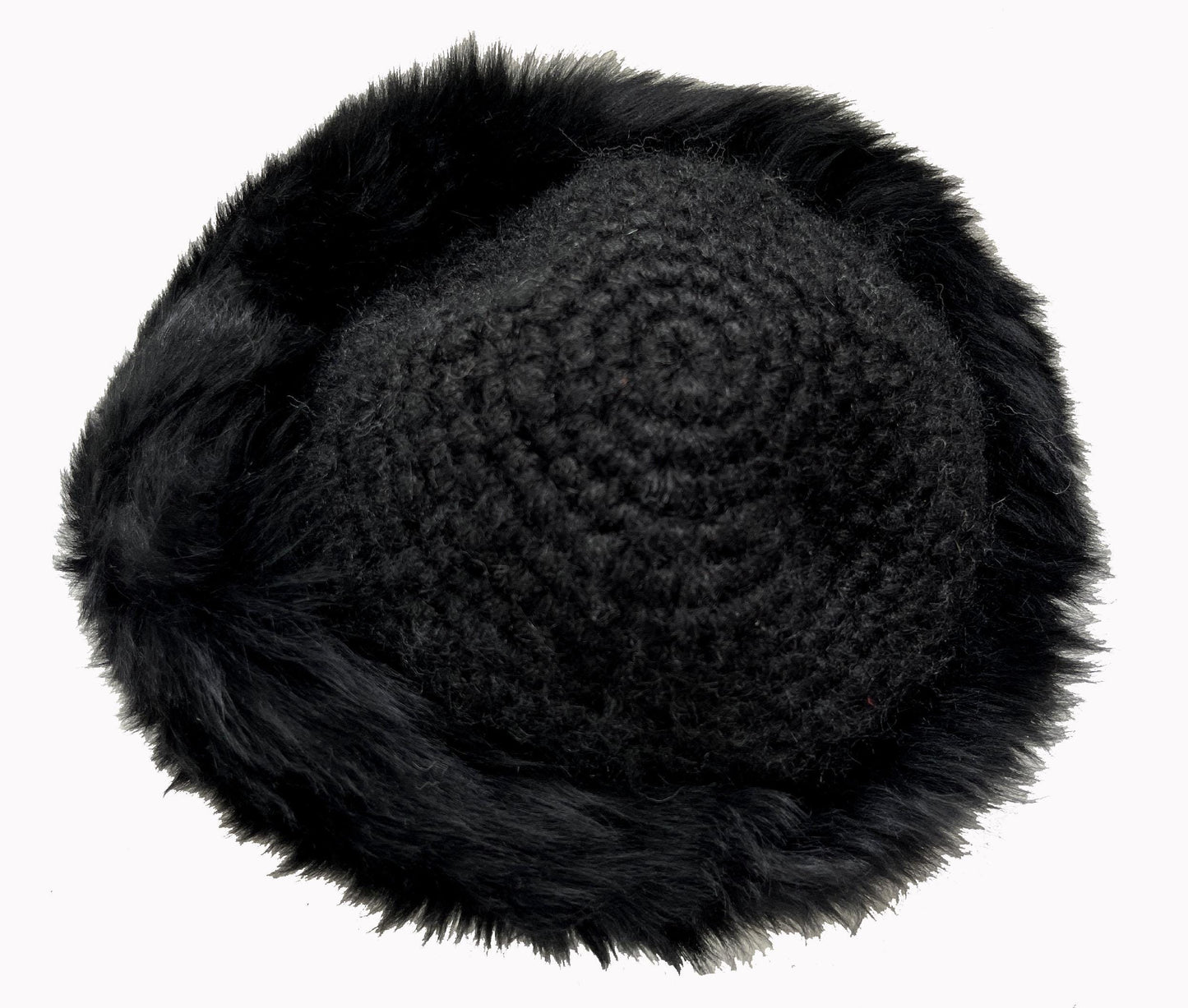 Tuscan Lamb Fur Crochet Hat, Real Vintage Cap, Beautiful Black Retro Wedding Hat for Vintage Fox Coat, Apres Ski Gift