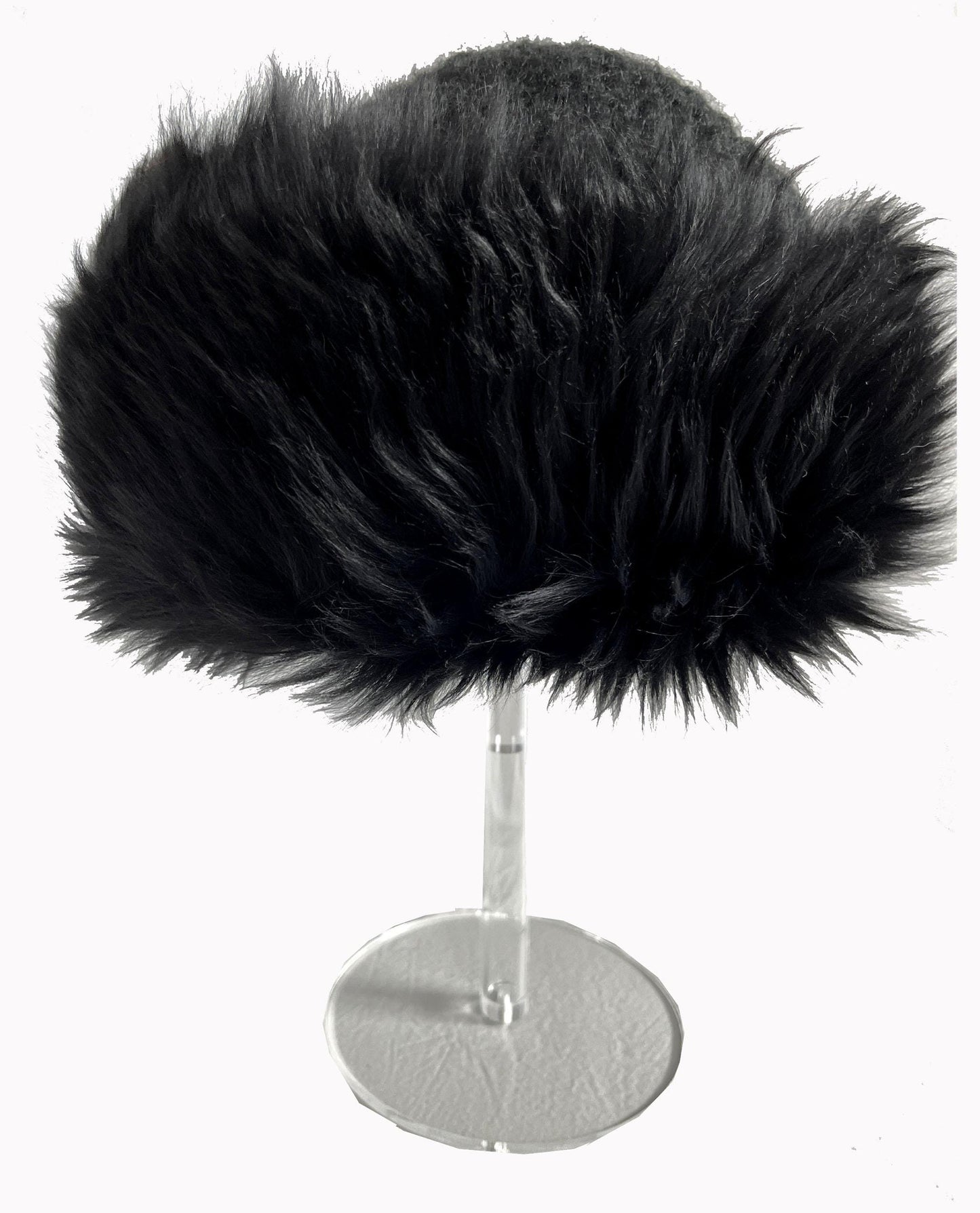 Tuscan Lamb Fur Crochet Hat, Real Vintage Cap, Beautiful Black Retro Wedding Hat for Vintage Fox Coat, Apres Ski Gift