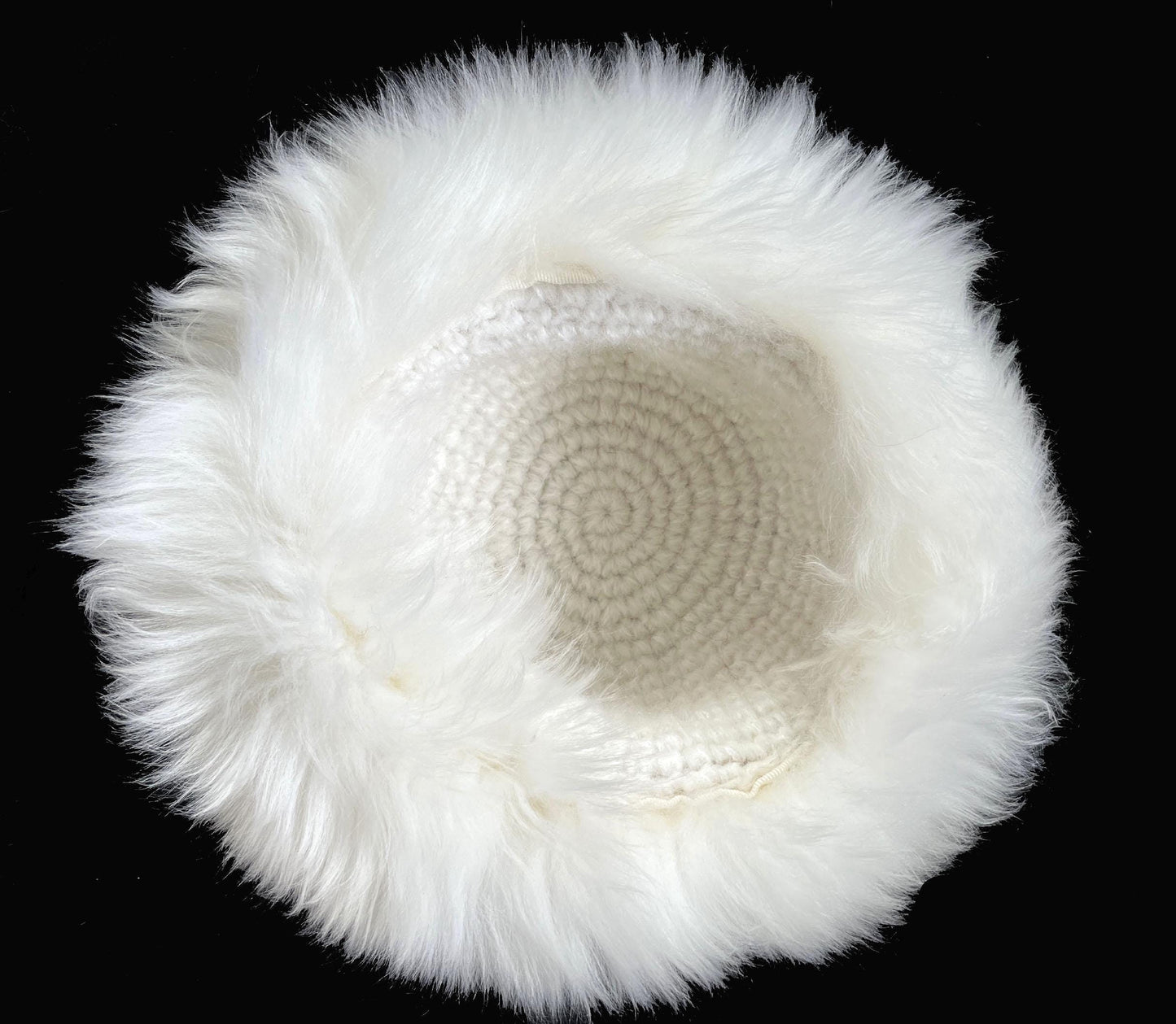 Tuscan Lamb Fur Crochet Hat, Ivory Real Vintage Cap, Beautiful Off-White Shearling Retro Wedding Hat for Fox Coat, Apres Ski Gift, Small