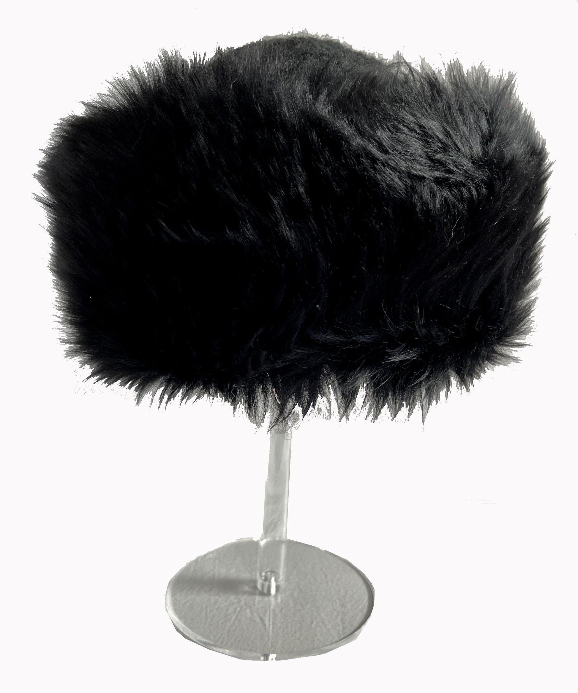Tuscan Lamb Fur Crochet Hat, Real Vintage Cap, Beautiful Black Retro Wedding Hat for Vintage Fox Coat, Apres Ski Gift