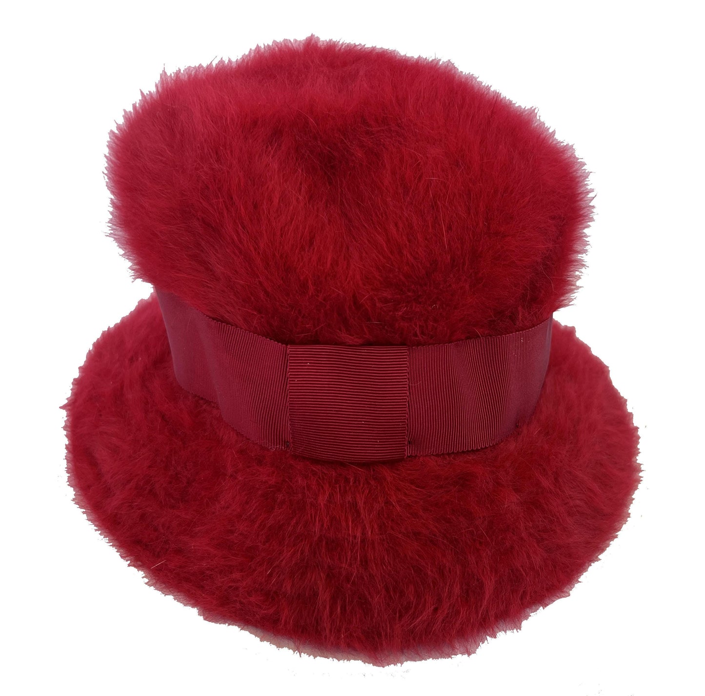 KANGOL Angora Fur Hat, Burgundy Real Vintage Women's Brim Cap, Retro Furgora Ribbon Cloche Bucket Hat Gift