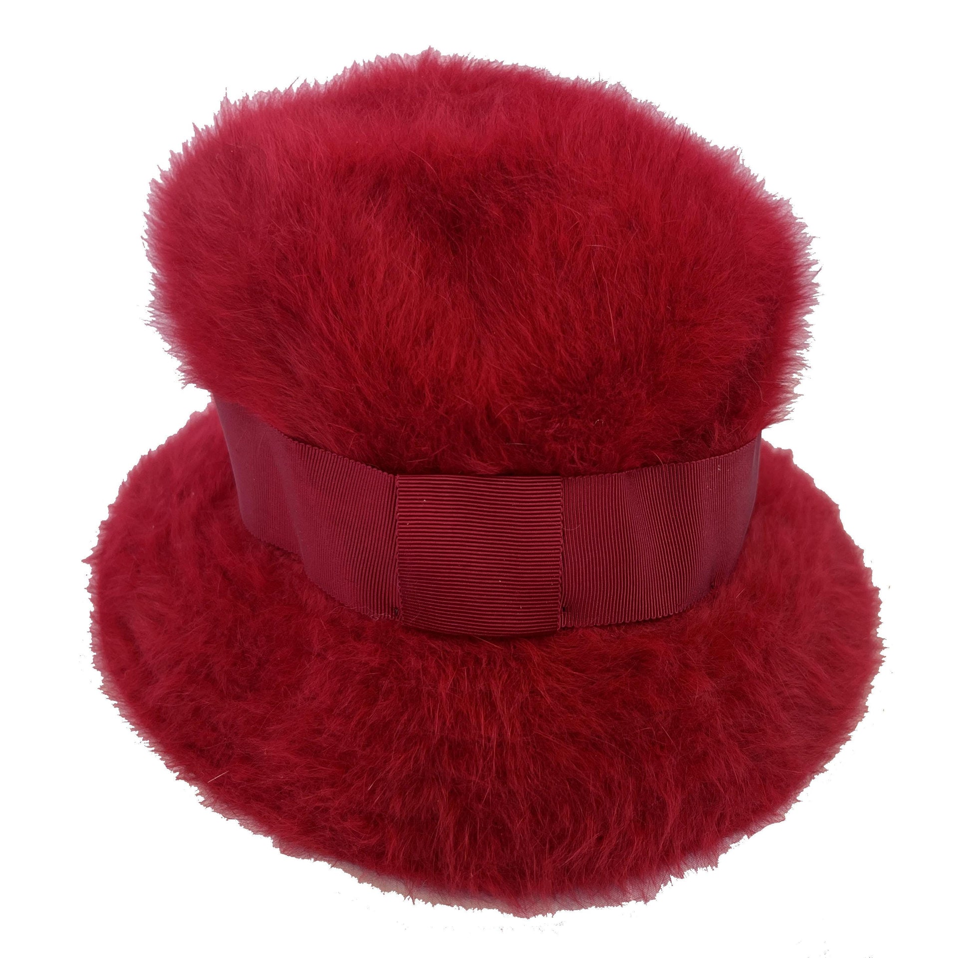 KANGOL Angora Fur Hat, Burgundy Real Vintage Women's Brim Cap, Retro Furgora Ribbon Cloche Bucket Hat Gift