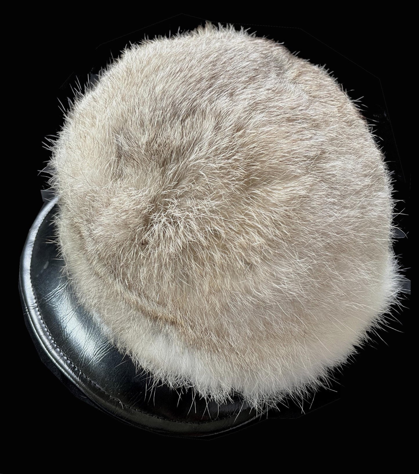 Rabbit Fur Brim Cap, Ivory Brown Real Vintage Hat, Beautiful Off-White Retro Newsboy for Vintage Fox Coat, Disco '70s '60s Apres Ski Hat