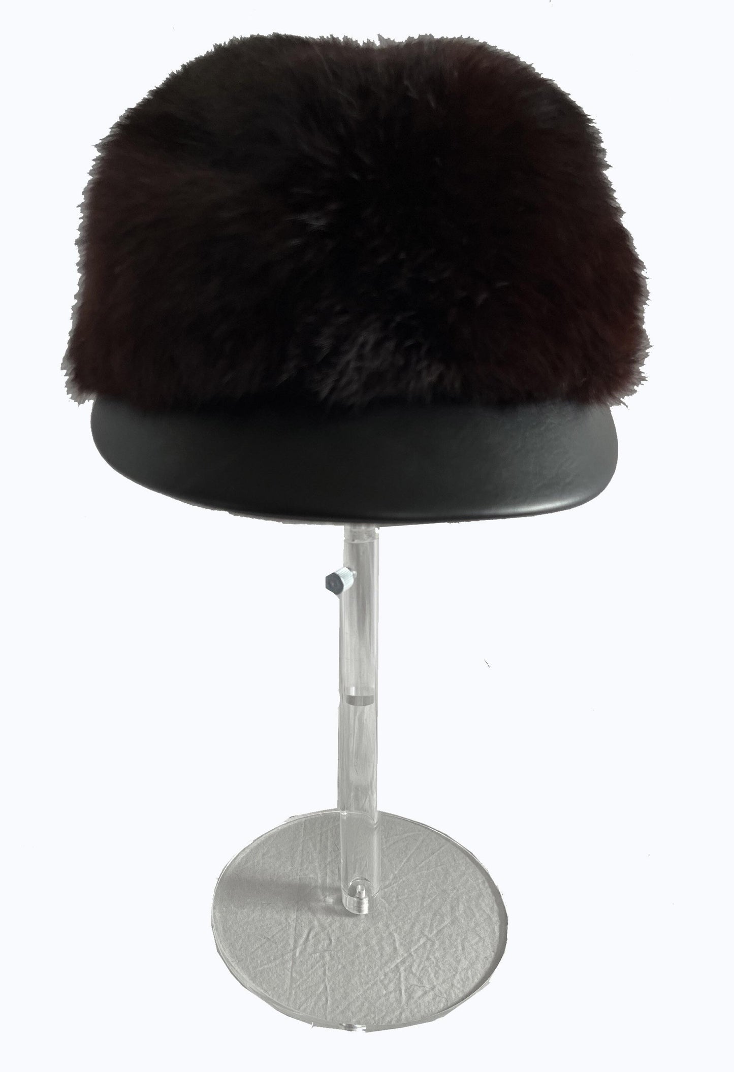 Rabbit Fur Brim Cap, Brown Real Vintage Hat, Beautiful Espresso Black Newsboy for Vintage Fox Coat, '60s '70s Hat, XS Petite Small