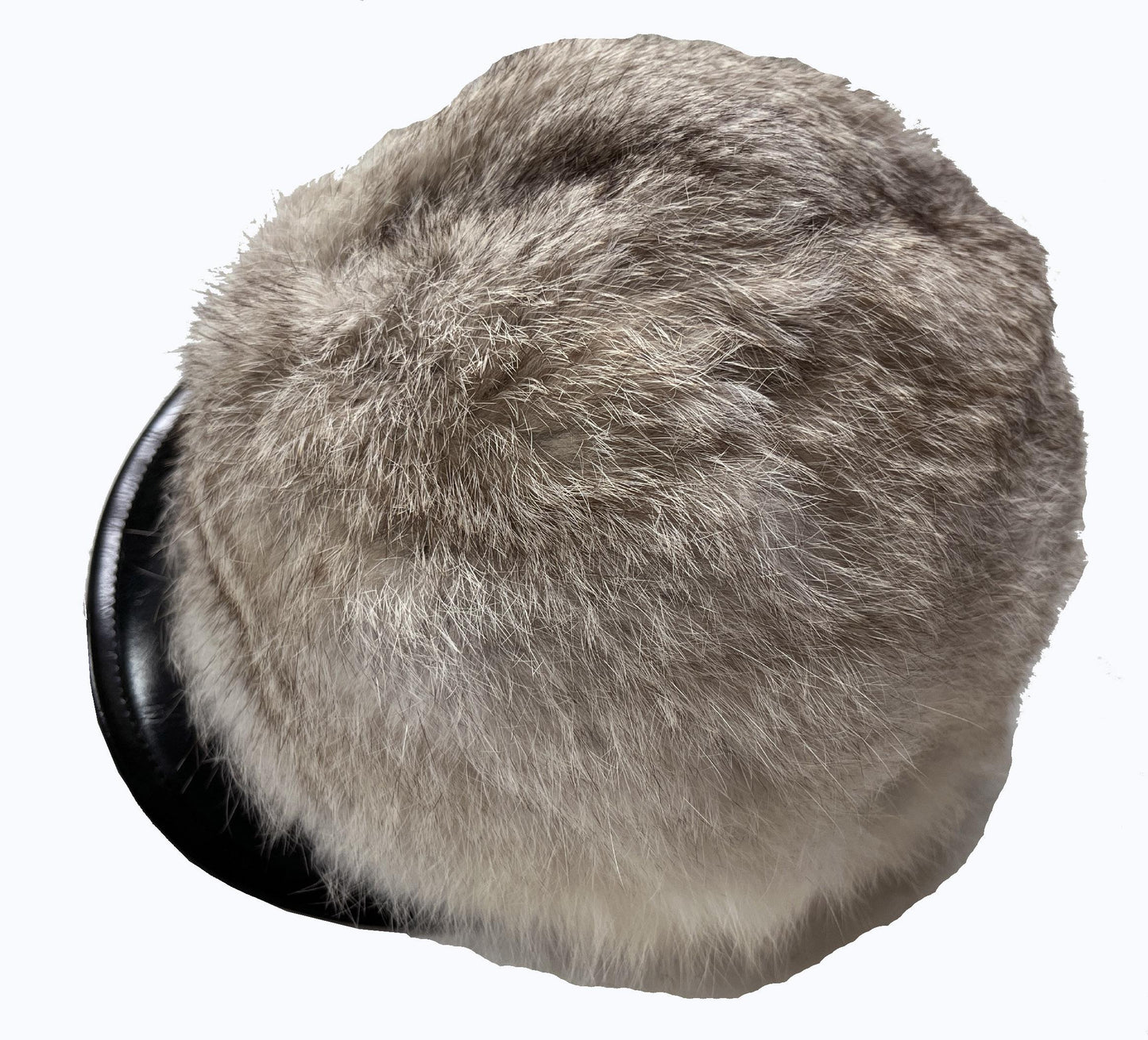 Rabbit Fur Brim Cap, Ivory Brown Real Vintage Hat, Beautiful Off-White Retro Newsboy for Vintage Fox Coat, Disco '70s '60s Apres Ski Hat