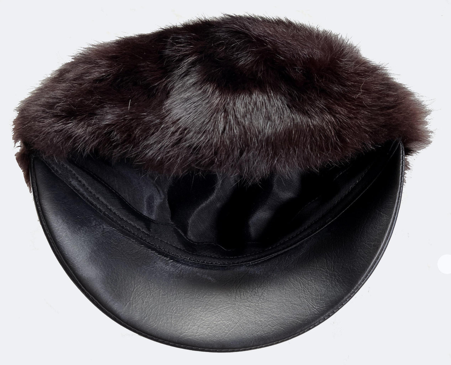 Rabbit Fur Brim Cap, Brown Real Vintage Hat, Beautiful Espresso Black Newsboy for Vintage Fox Coat, '60s '70s Hat, XS Petite Small