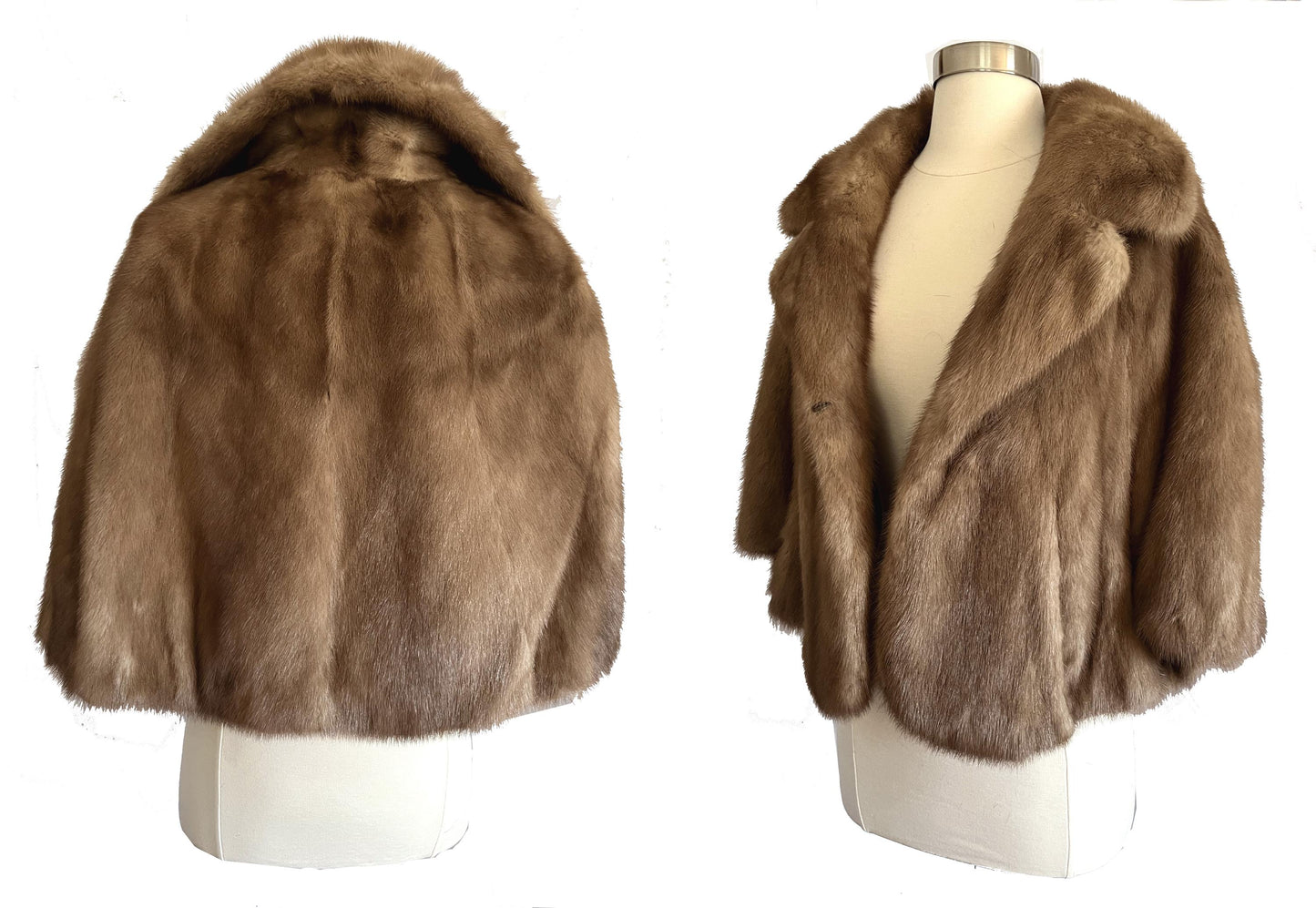 Brown MINK Fur Cape, Winter Wedding Shawl, Vintage Bridal Jacket Coat, Autumn Haze Stole, Rustic Bridesmaid Jacket, Mother of the Bride Gift