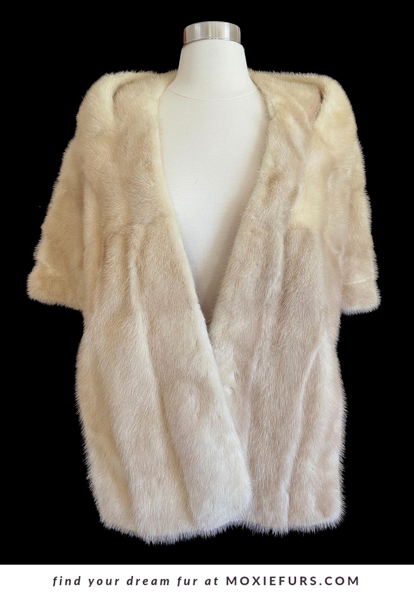 Beige MINK Fur Cape, Champagne Real Vintage Shawl, Blonde Bridal Bolero Jacket, Winter Wedding Stole, Rustic Bridesmaid Gift for Her, Small