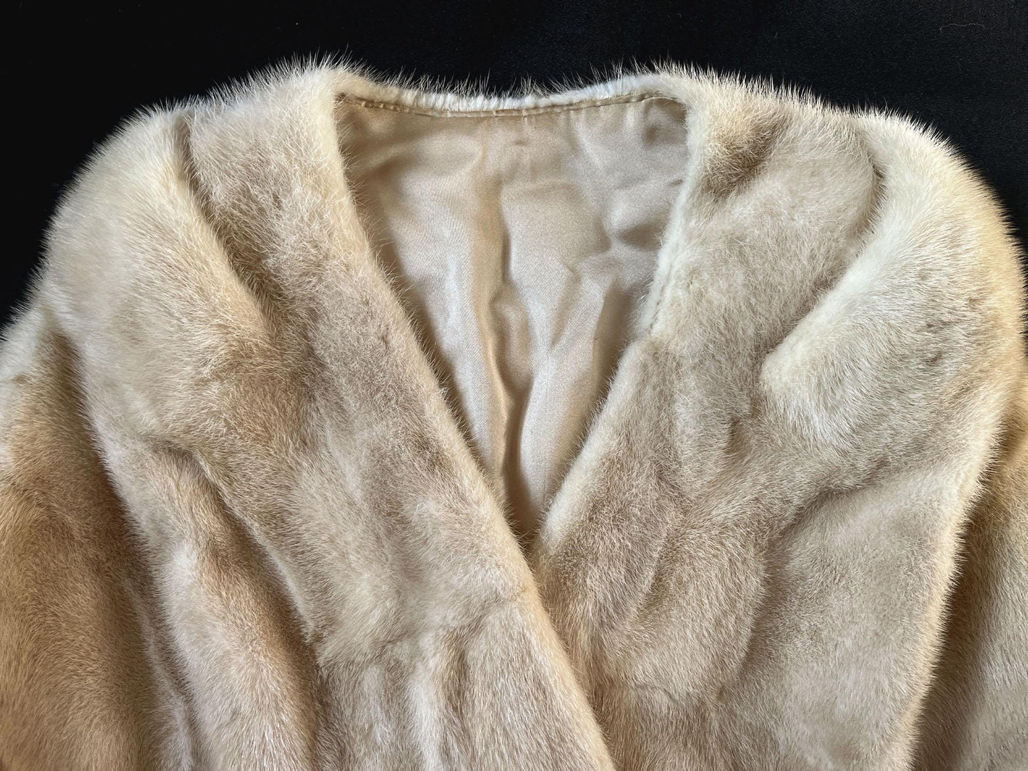 Beige MINK Fur Cape, Champagne Real Vintage Shawl, Blonde Bridal Bolero Jacket, Winter Wedding Stole, Rustic Bridesmaid Gift for Her, Small