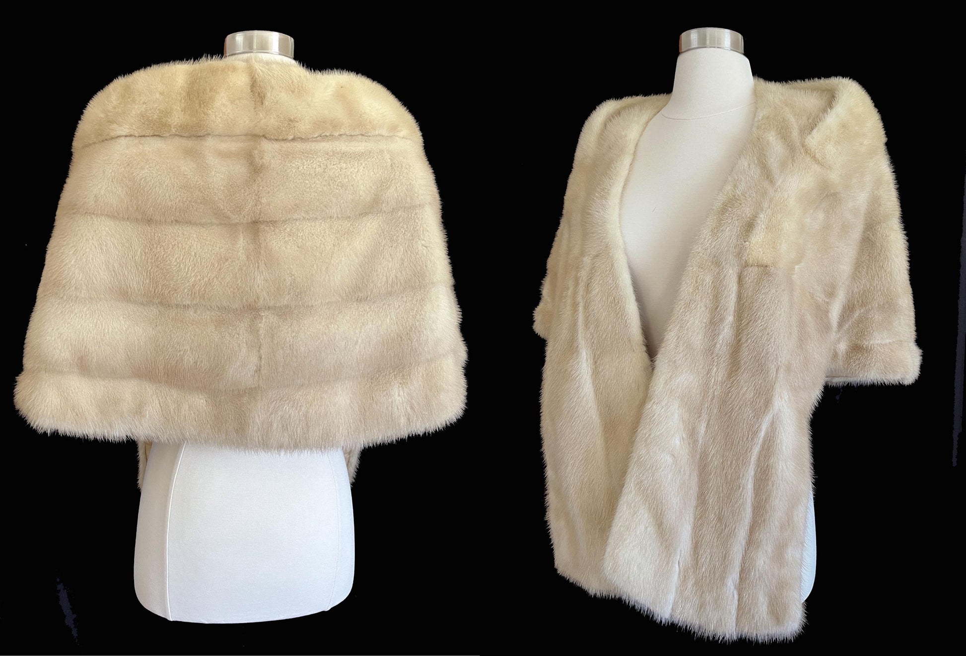 Beige MINK Fur Cape, Champagne Real Vintage Shawl, Blonde Bridal Bolero Jacket, Winter Wedding Stole, Rustic Bridesmaid Gift for Her, Small