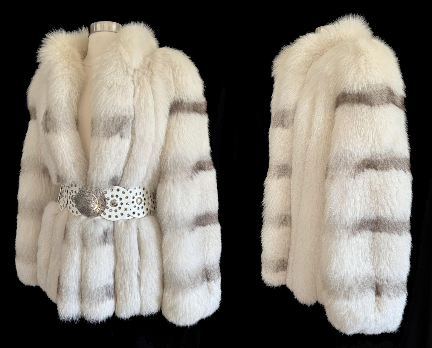 Arctic FOX Fur Coat, Vintage Ivory Winter Wedding Jacket, White Bridal Bolero Stole, Mob Wife Glam, Apres Ski Gift