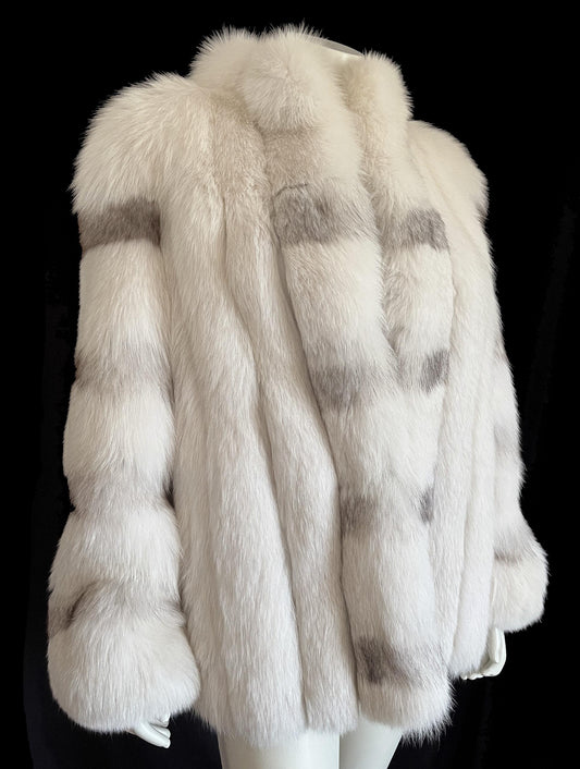 Arctic FOX Fur Coat, Vintage Ivory Winter Wedding Jacket, White Bridal Bolero Stole, Mob Wife Glam, Apres Ski Gift