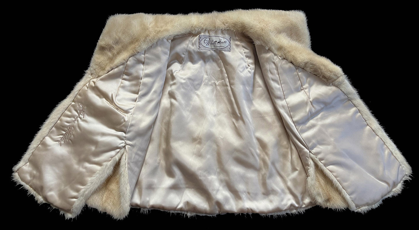Beige MINK Fur Cape, Blonde Vintage Bridal Bolero Jacket, Champagne Winter Wedding Stole, Bridesmaid Shawl, Mother of the Bride Gift