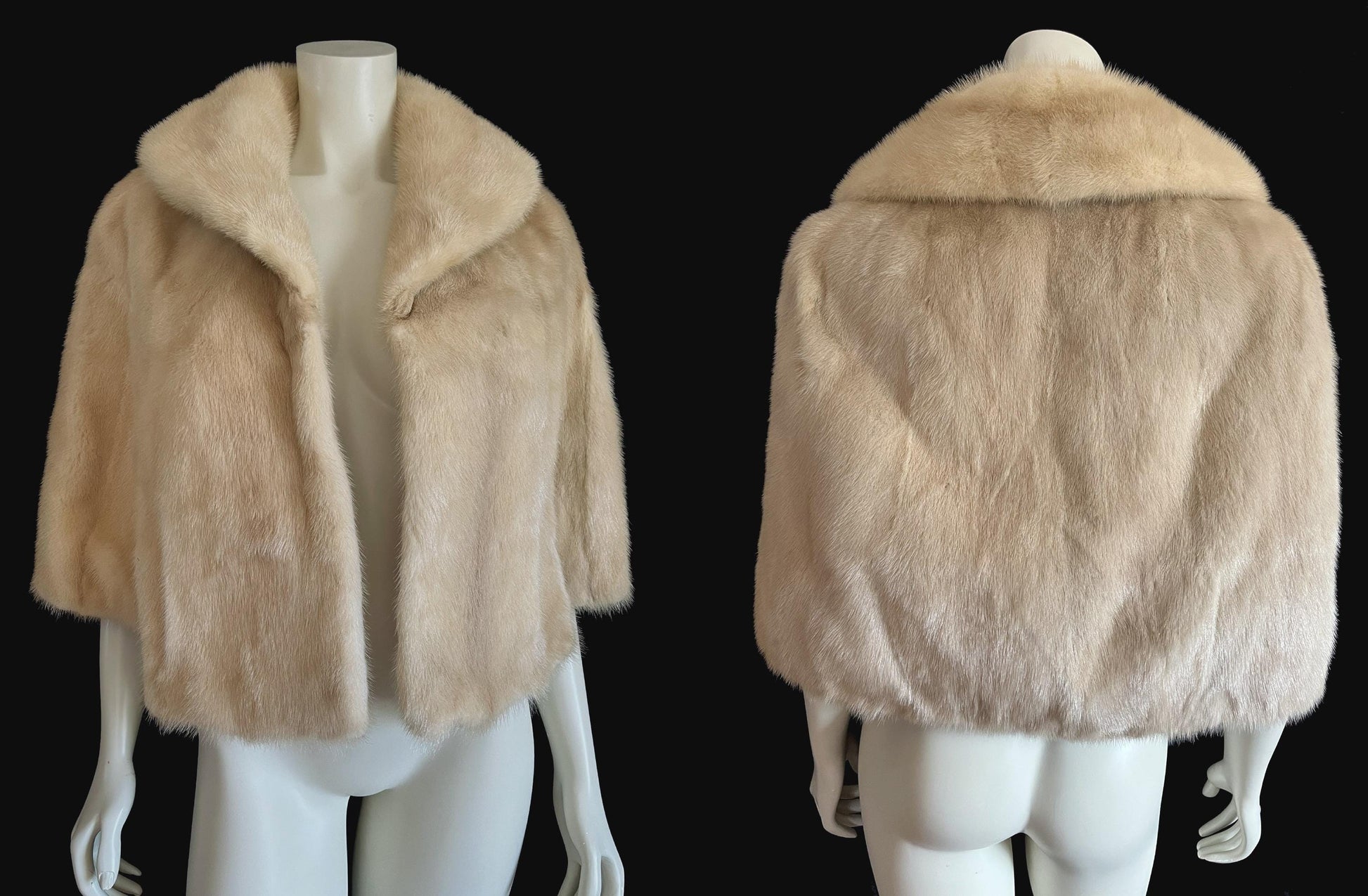 Beige MINK Fur Cape, Blonde Vintage Bridal Bolero Jacket, Champagne Winter Wedding Stole, Bridesmaid Shawl, Mother of the Bride Gift