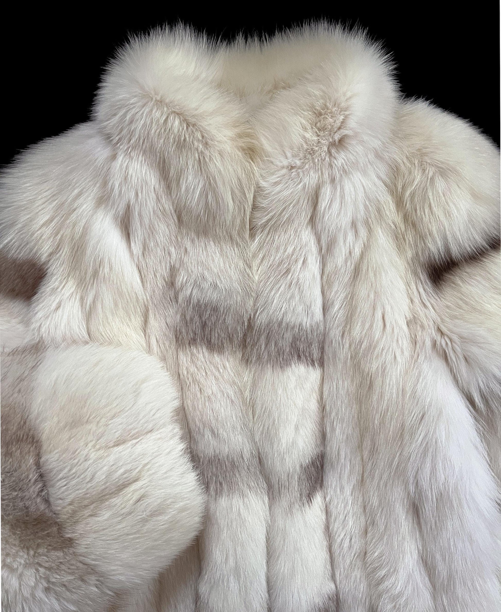 Arctic FOX Fur Coat, Vintage Ivory Winter Wedding Jacket, White Bridal Bolero Stole, Mob Wife Glam, Apres Ski Gift