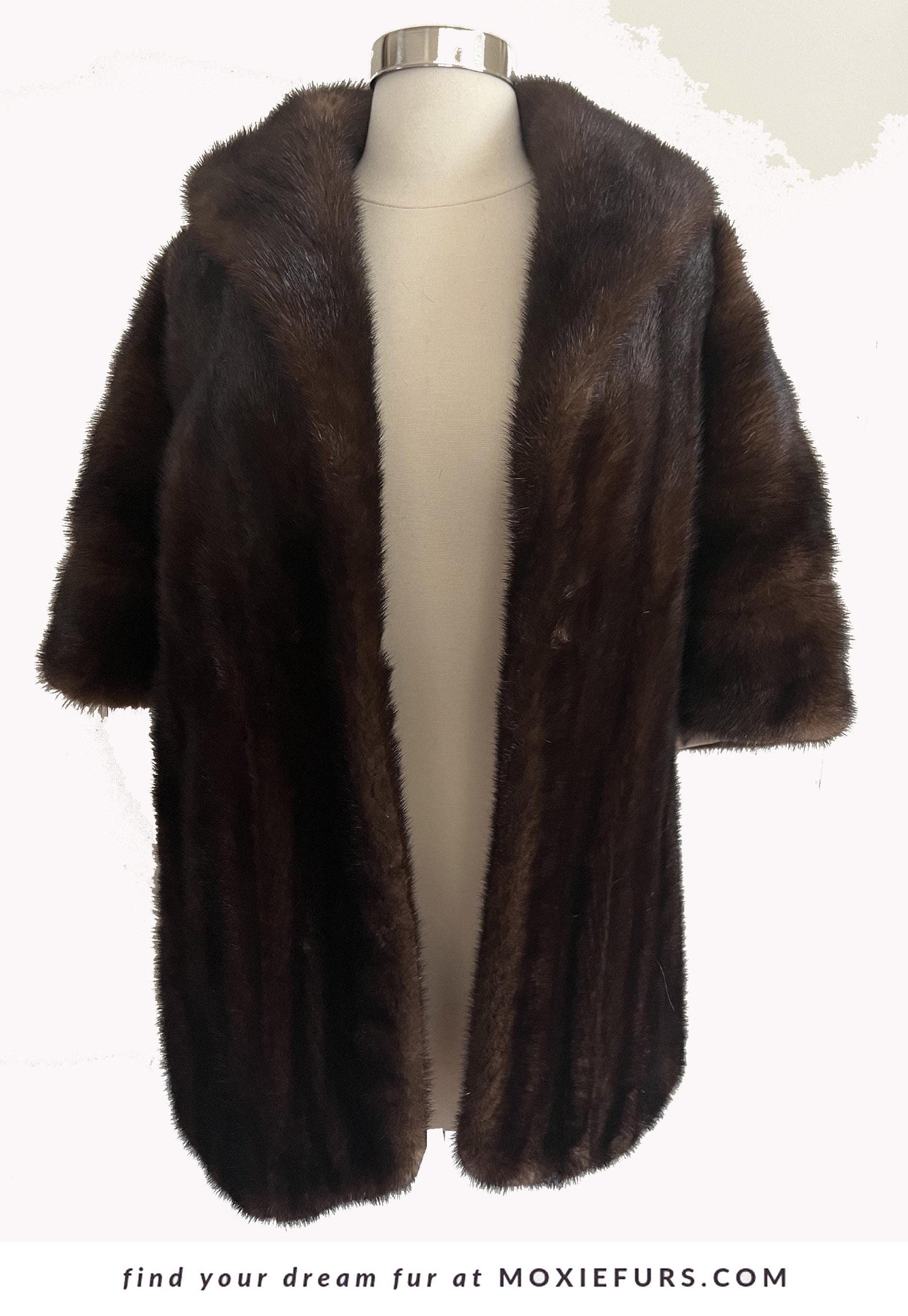 Mahogany MINK Stole, Brown Ranch Fur Bridal Shawl, Mother of the Bride Gift, Bridesmaid Winter Wedding Cape, Vintage Coat Jacket, Large XL