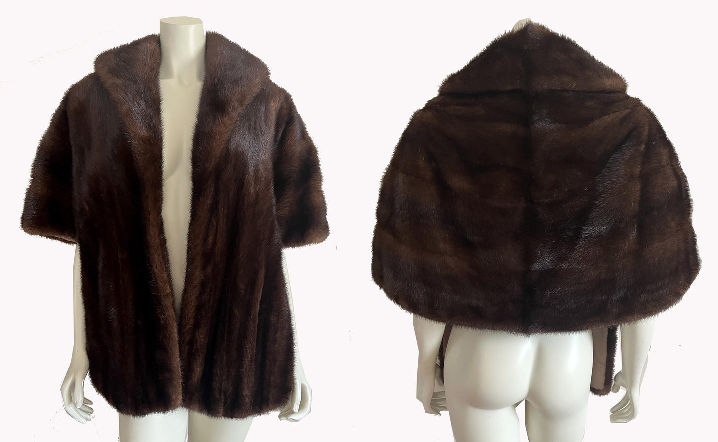 Mahogany MINK Stole, Brown Ranch Fur Bridal Shawl, Mother of the Bride Gift, Bridesmaid Winter Wedding Cape, Vintage Coat Jacket, Large XL