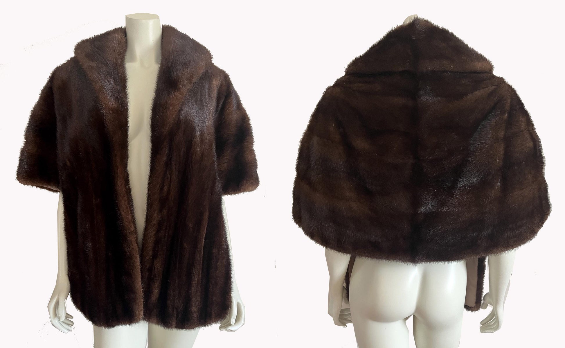 Mahogany MINK Stole, Brown Ranch Fur Bridal Shawl, Mother of the Bride Gift, Bridesmaid Winter Wedding Cape, Vintage Coat Jacket, Large XL