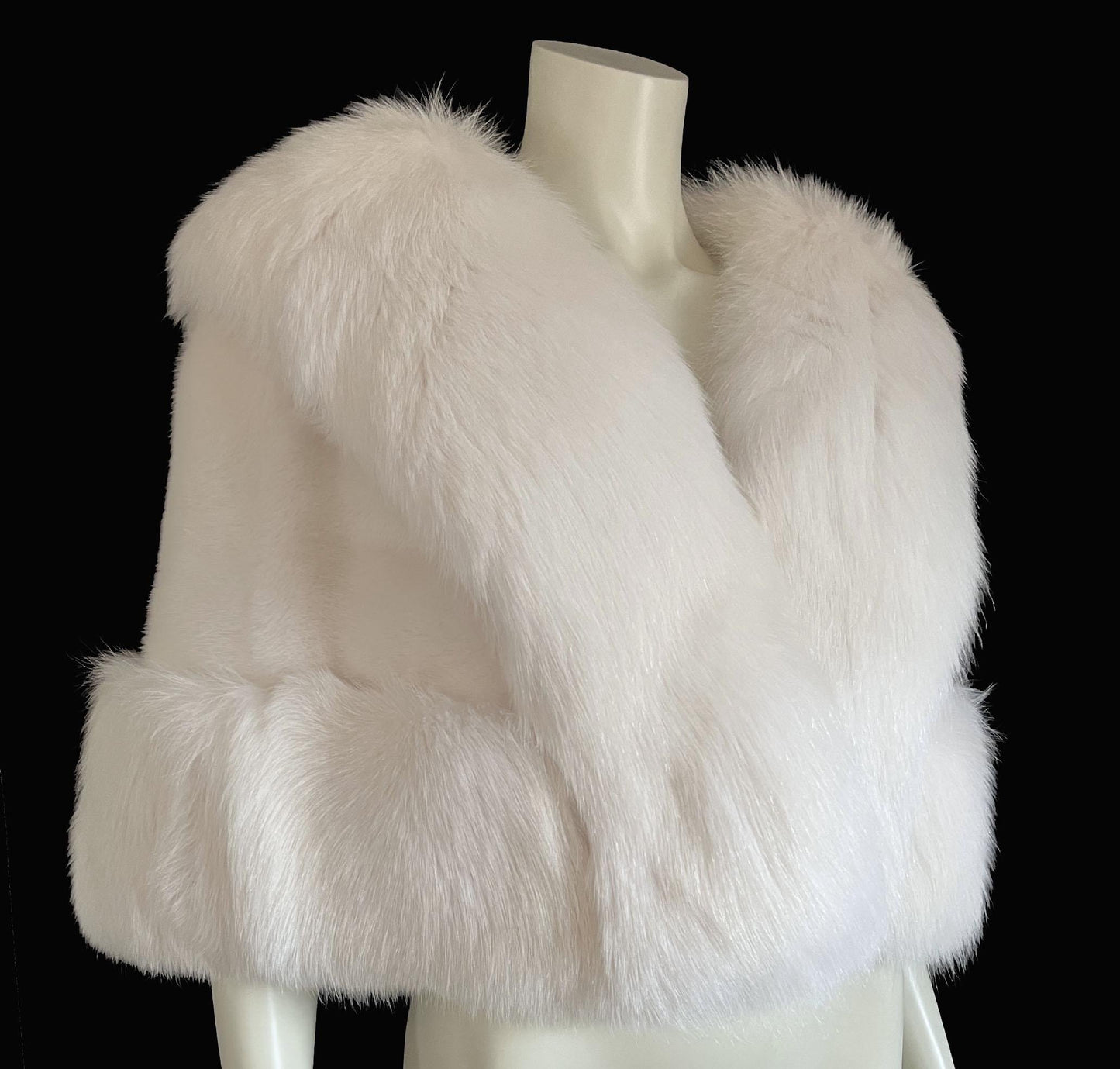 SAGA MINK & Arctic FOX Fur Cape, Luxury Vintage Stole, Ivory Wedding Bridal Bolero Coat, White Apres Ski Jacket, Mob Wife Shawl Gift, Large