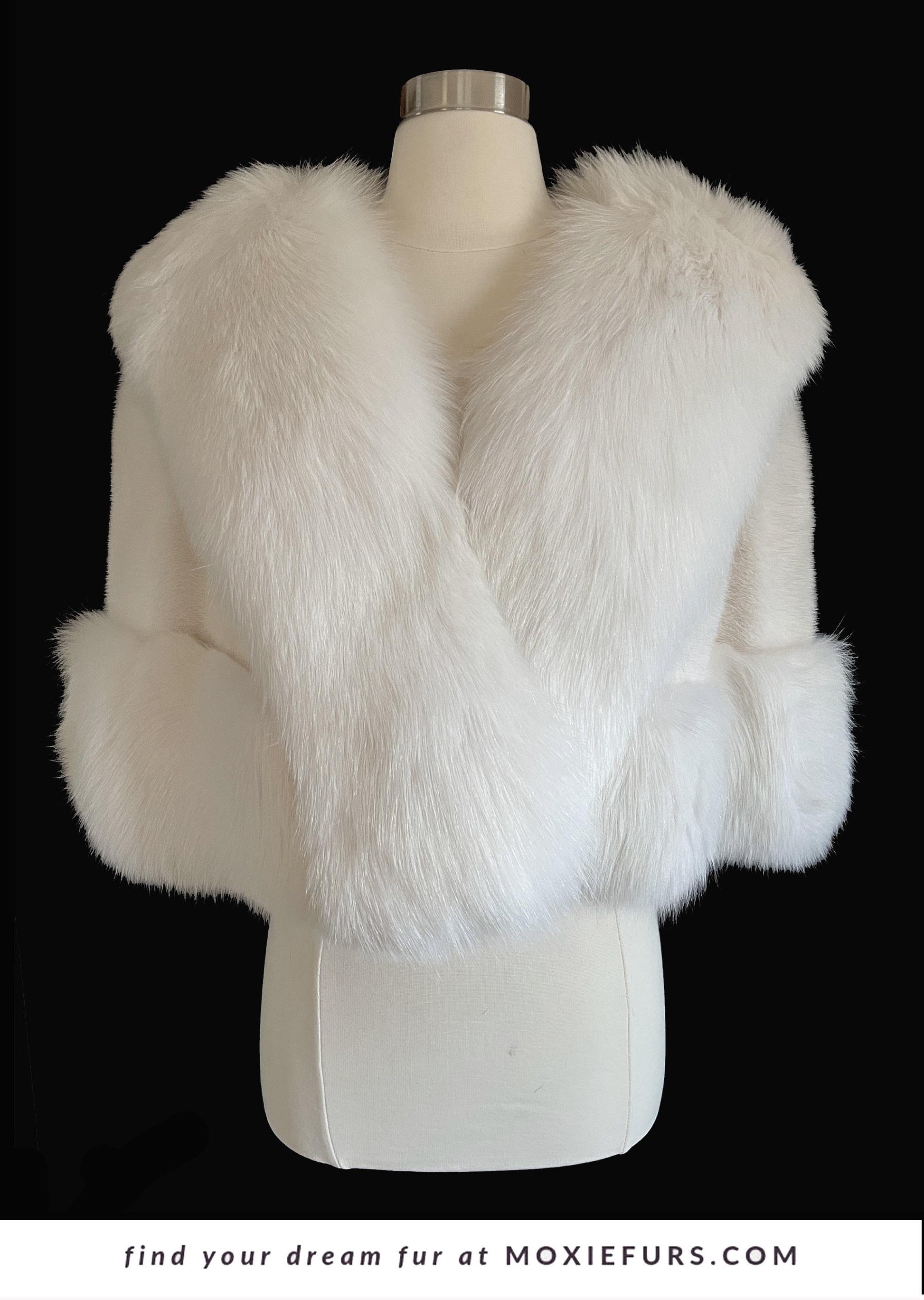 SAGA MINK & Arctic FOX Fur Cape, Luxury Vintage Stole, Ivory Wedding Bridal Bolero Coat, White Apres Ski Jacket, Mob Wife Shawl Gift, Large