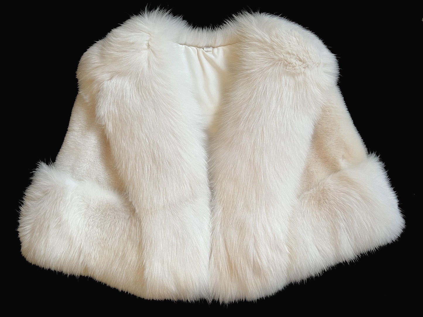 SAGA MINK & Arctic FOX Fur Cape, Luxury Vintage Stole, Ivory Wedding Bridal Bolero Coat, White Apres Ski Jacket, Mob Wife Shawl Gift, Large