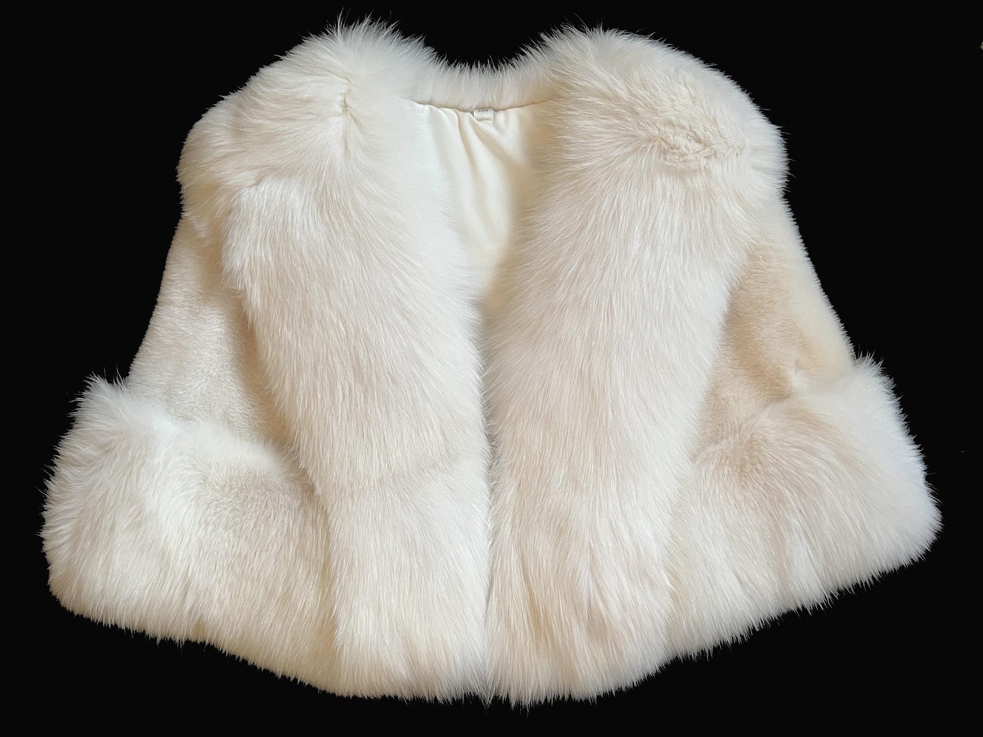 SAGA MINK & Arctic FOX Fur Cape, Luxury Vintage Stole, Ivory Wedding Bridal Bolero Coat, White Apres Ski Jacket, Mob Wife Shawl Gift, Large
