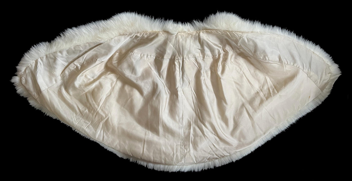 Arctic & Norwegian FOX Fur Cape, Vintage Wedding Stole, Ivory Bridal Bolero Coat, Brown White Apres Ski Jacket Shawl Gift, Large XL