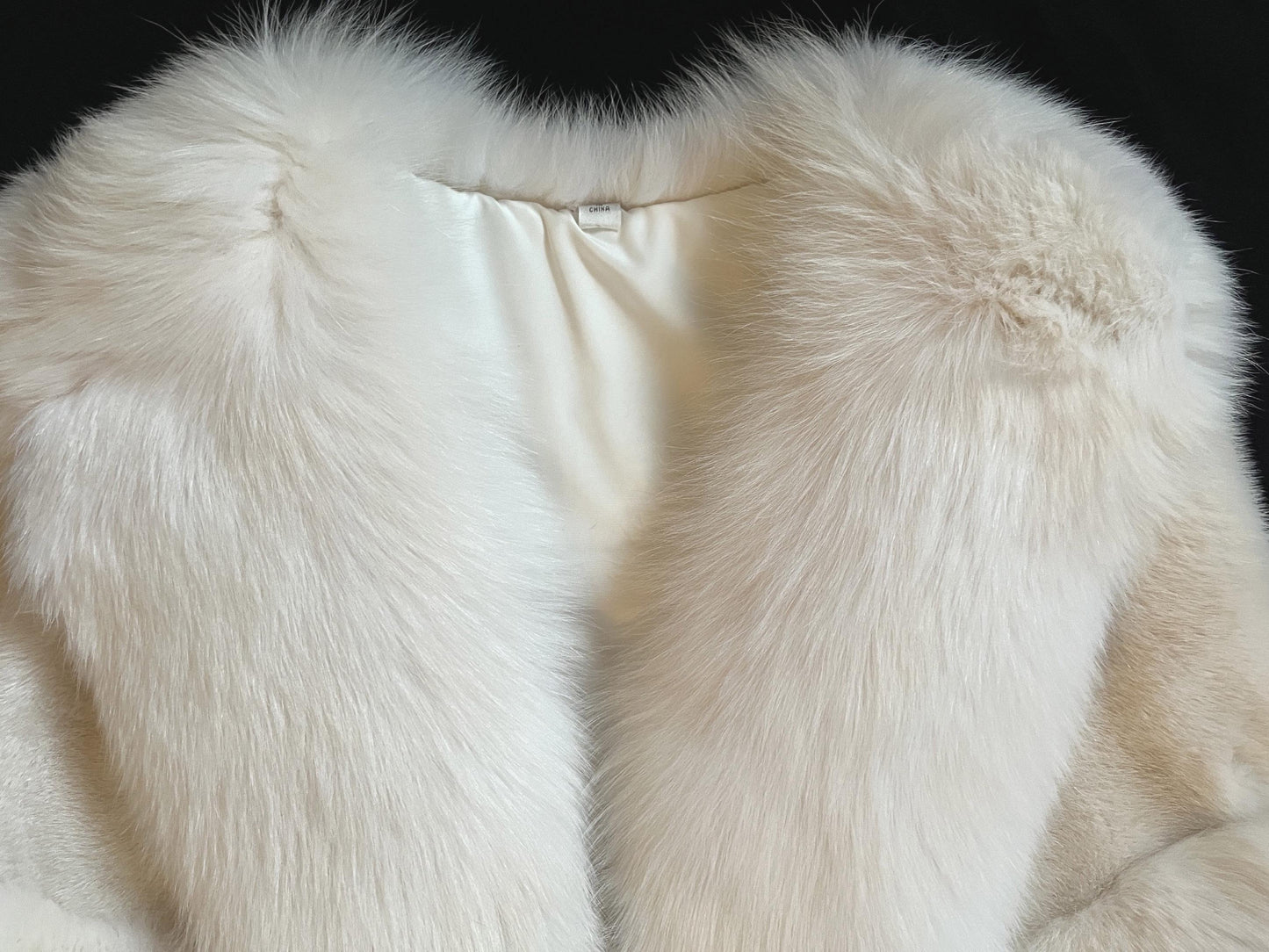 SAGA MINK & Arctic FOX Fur Cape, Luxury Vintage Stole, Ivory Wedding Bridal Bolero Coat, White Apres Ski Jacket, Mob Wife Shawl Gift, Large